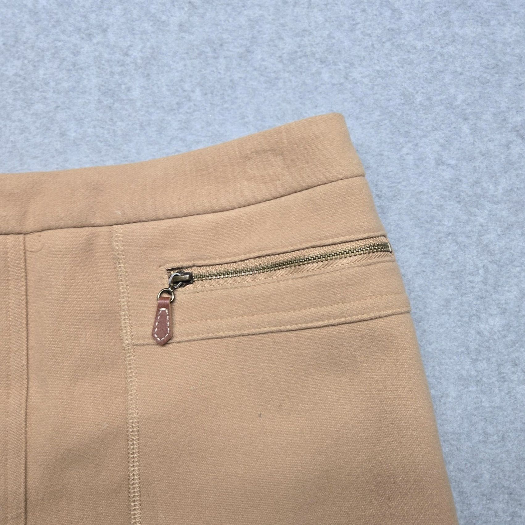 J.McLaughlin VINTAGE J.McLaughlin Skirt Womens 8 Tan Camel A-Line Lined Front Zip Pockets Back Zip Size 30" / US 8 / IT 44 - 3 Thumbnail