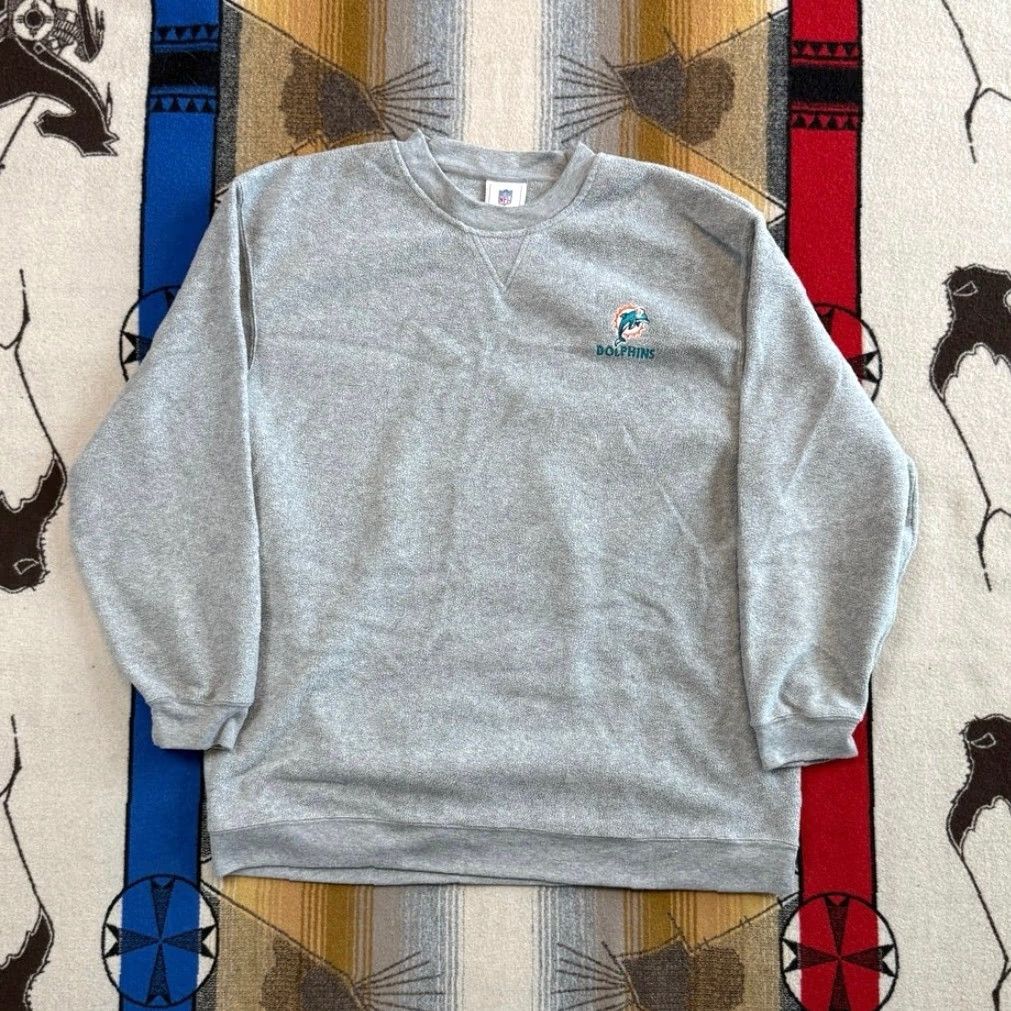 NFL VINTAGE Miami Dolphins NFL Fleece Crewneck Sweatshirt XL Men Gray Embroidered NFL Y2K Sports Football Dolphins Size US XL / EU 56 / 4 - 2 Thumbnail