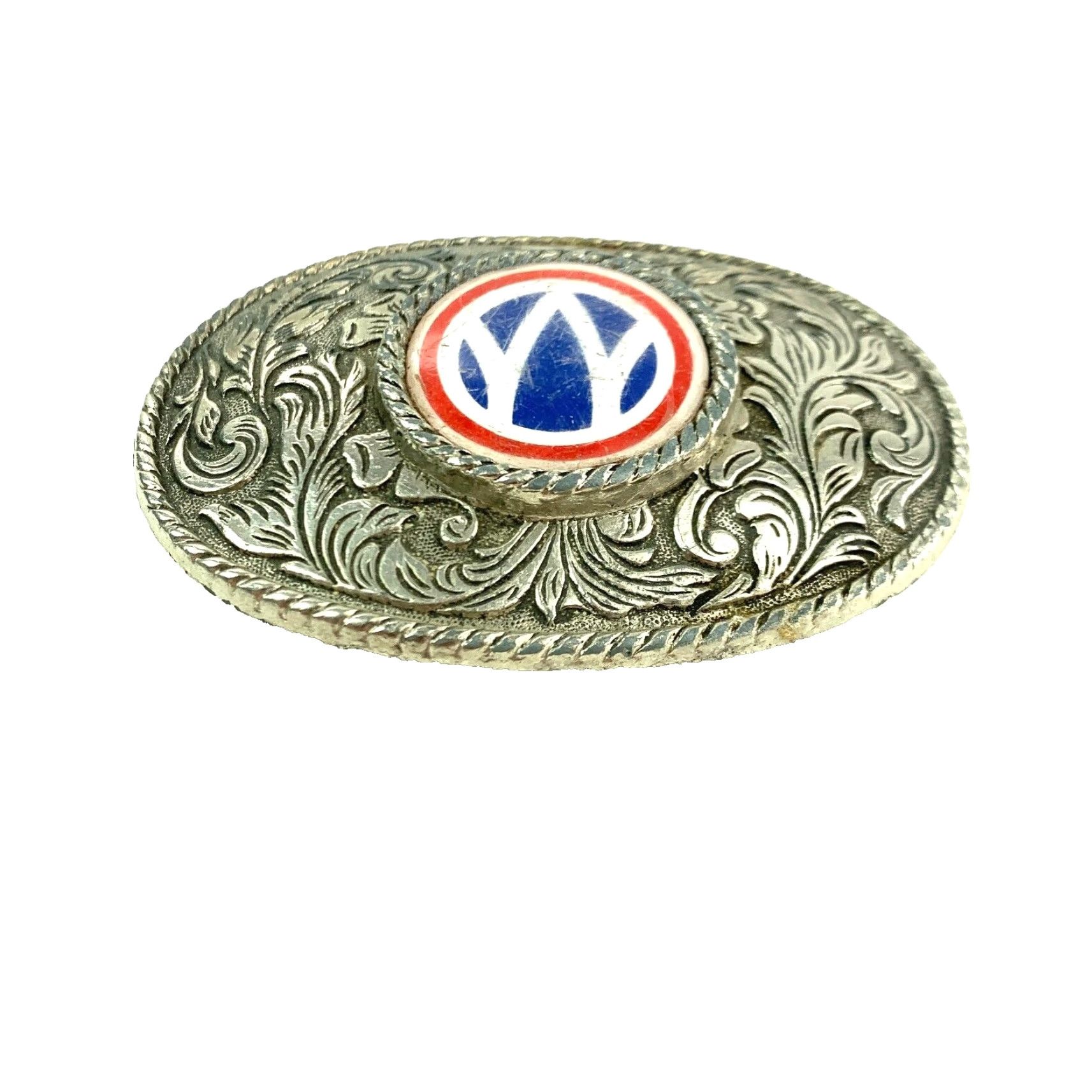 Vintage WW2 US 89th Infantry Division Logo Metal Belt Buckle Ornate Oval Buckle Mens Western Buckle N/A Size ONE SIZE - 2 Thumbnail