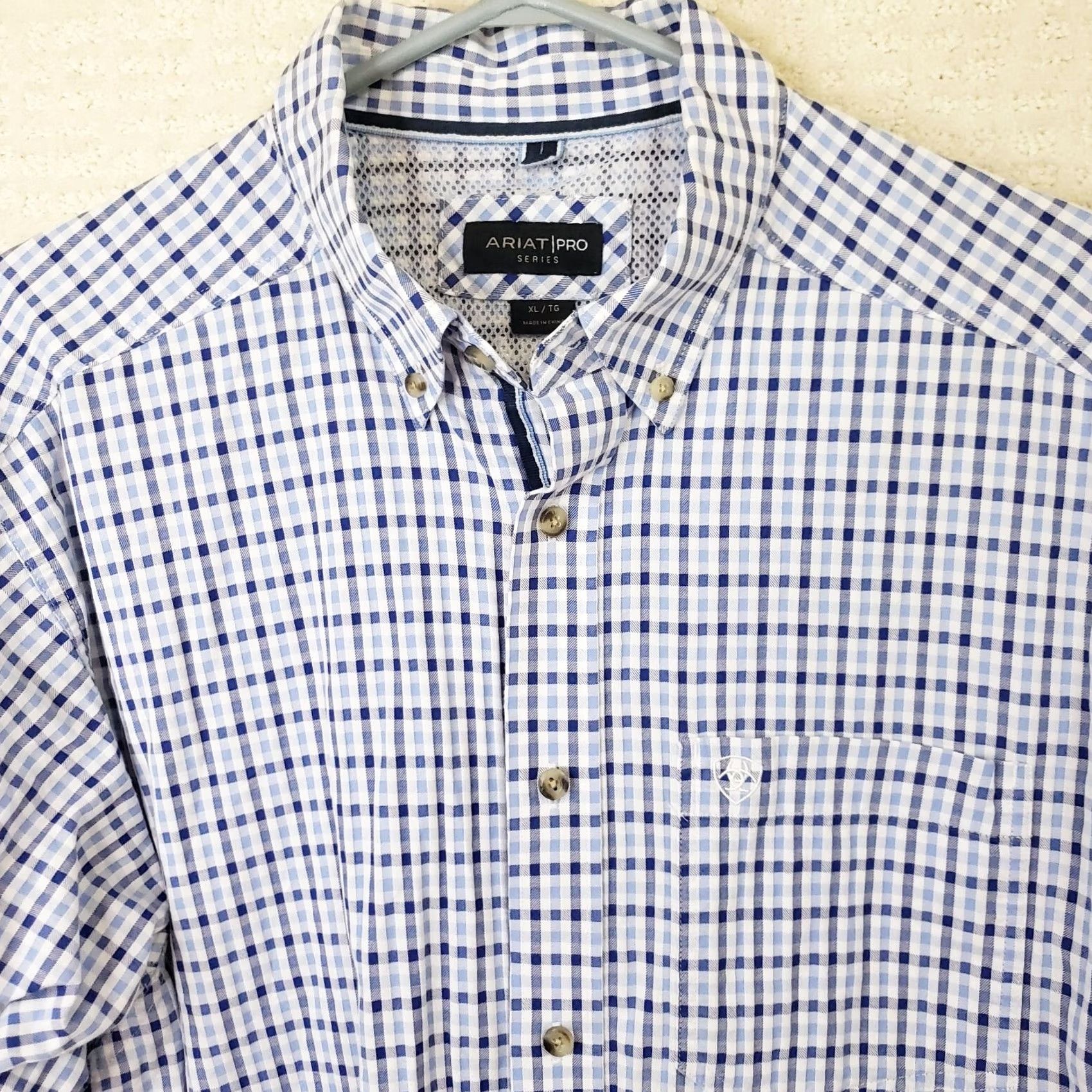 Ariat Ariat Pro Button Up Shirt Men XL Blue Check Long Sleeve Cotton Twill Western Button-Down Size US XL / EU 56 / 4 - 3 Thumbnail