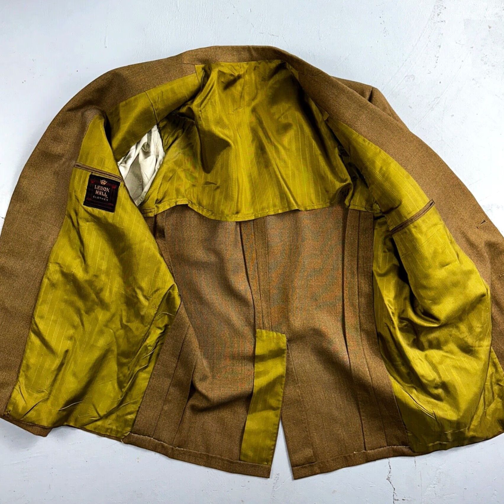 Vintage VINTAGE Lenox Hall 3 PC Suit Jacket Coat Pants Vest Rockabilly 70s 1970s Brown 42 Mens Plaid Mid Century Size 42R - 3 Thumbnail