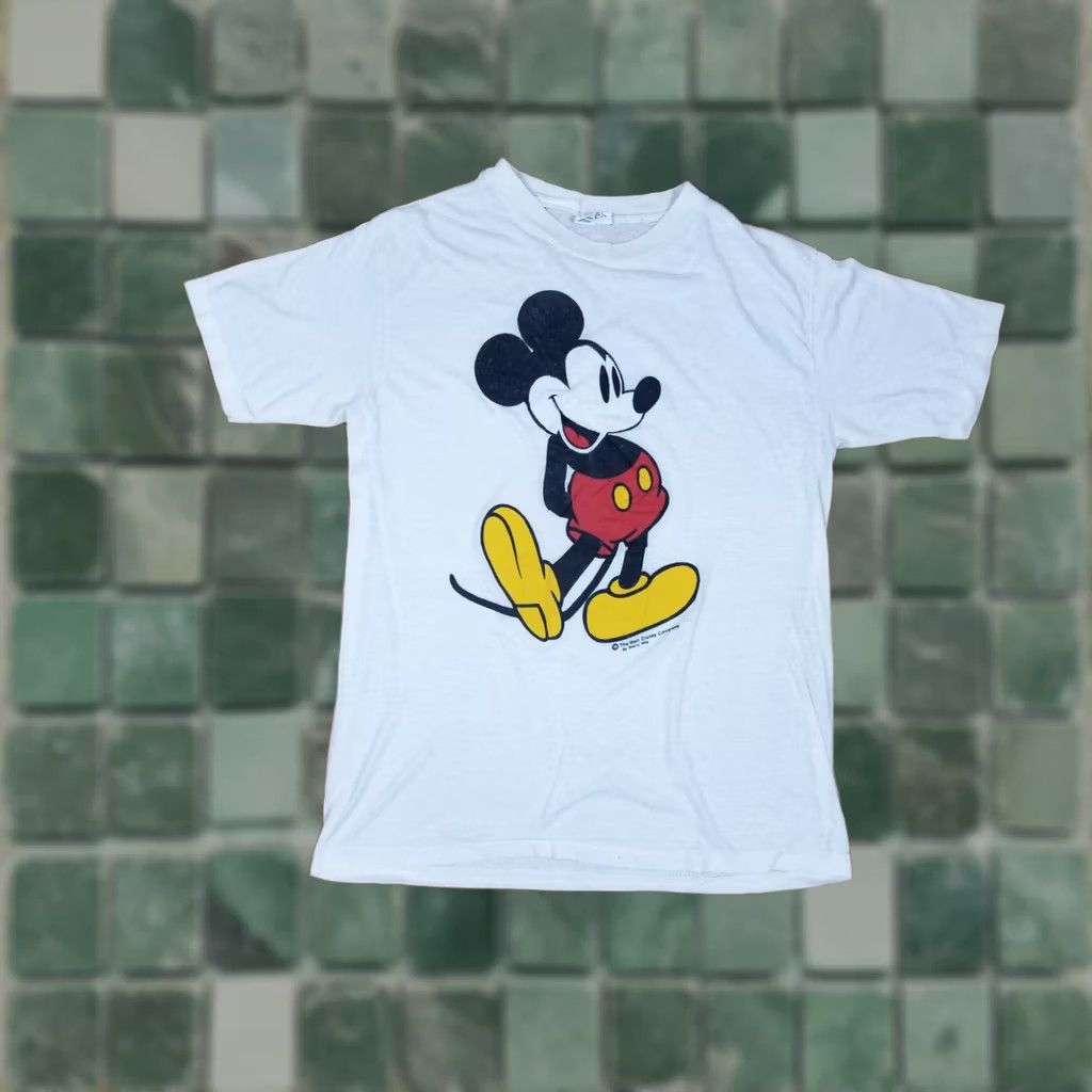 Vintage VINTAGE Mickey Mouse 50/50 White T-SHIRT XLARGE Mens Shirt Size US XL / EU 56 / 4 - 1 Thumbnail