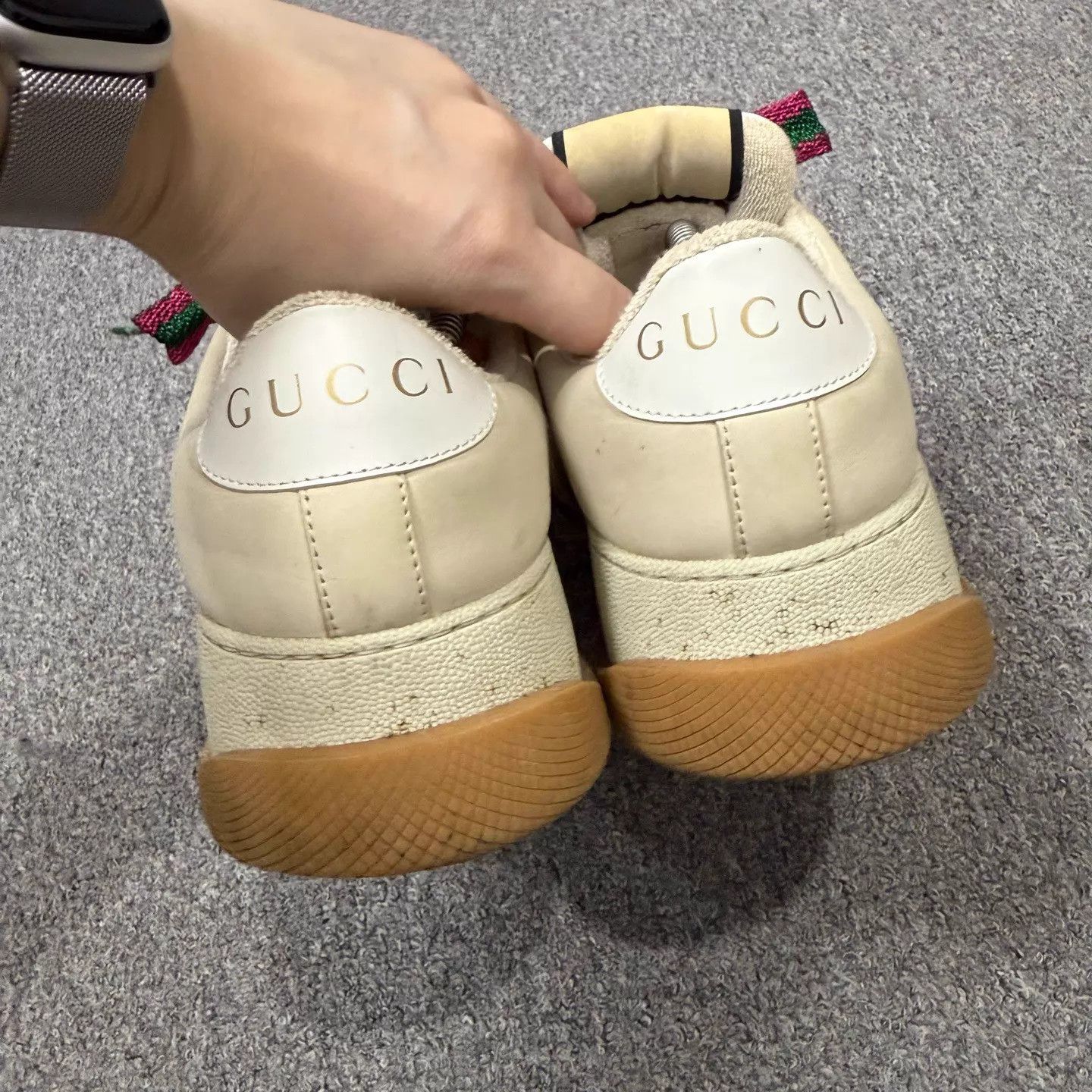 Gucci Gucci Screener Cream Dirty Double G Print Thick 38 95N Size US 7.5 / IT 37.5 - 2 Thumbnail
