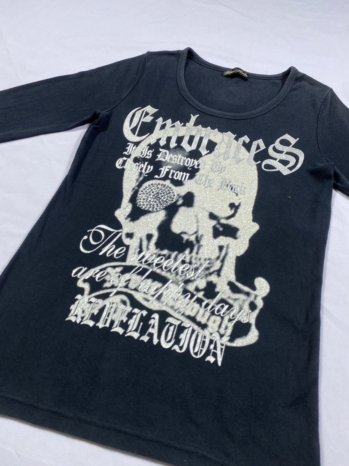 20471120 Blue Strive poem ghotic punk style long slevee Size US L / EU 52-54 / 3 - 3 Thumbnail
