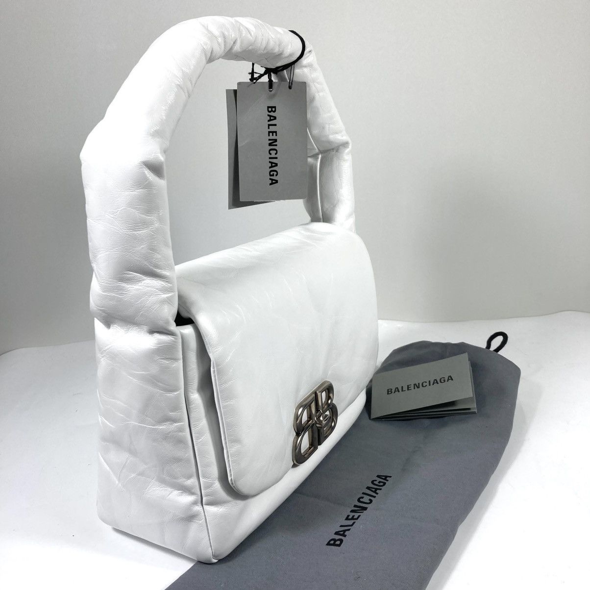 Balenciaga Balenciaga Small Monaco Leather Shoulder Bag Optic White NEW Size ONE SIZE - 13 Thumbnail