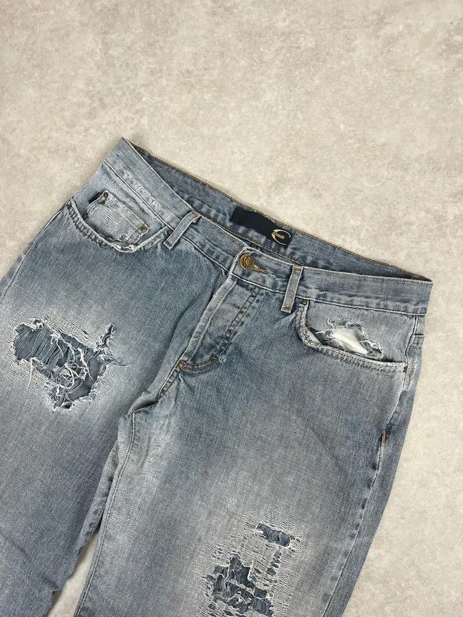 Just Cavalli 2000s Cavalli Distressed Light Blue Denim Jeans Size US 30 / EU 46 - 6 Thumbnail