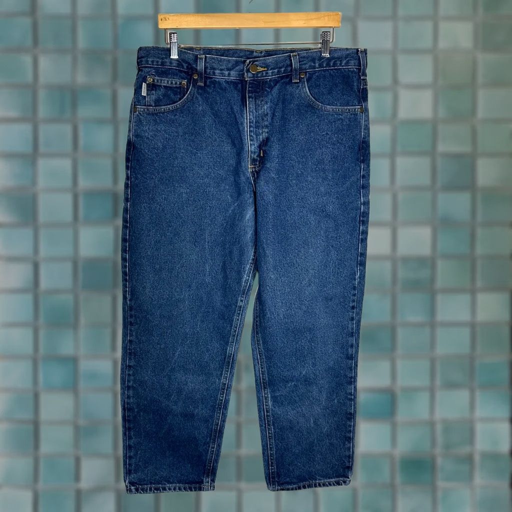 Carhartt Carhartt Mens Jeans Relaxed Fit Tapered Leg Medium Wash Blue Denim 36x28 Size US 36 / EU 52 - 1 Thumbnail