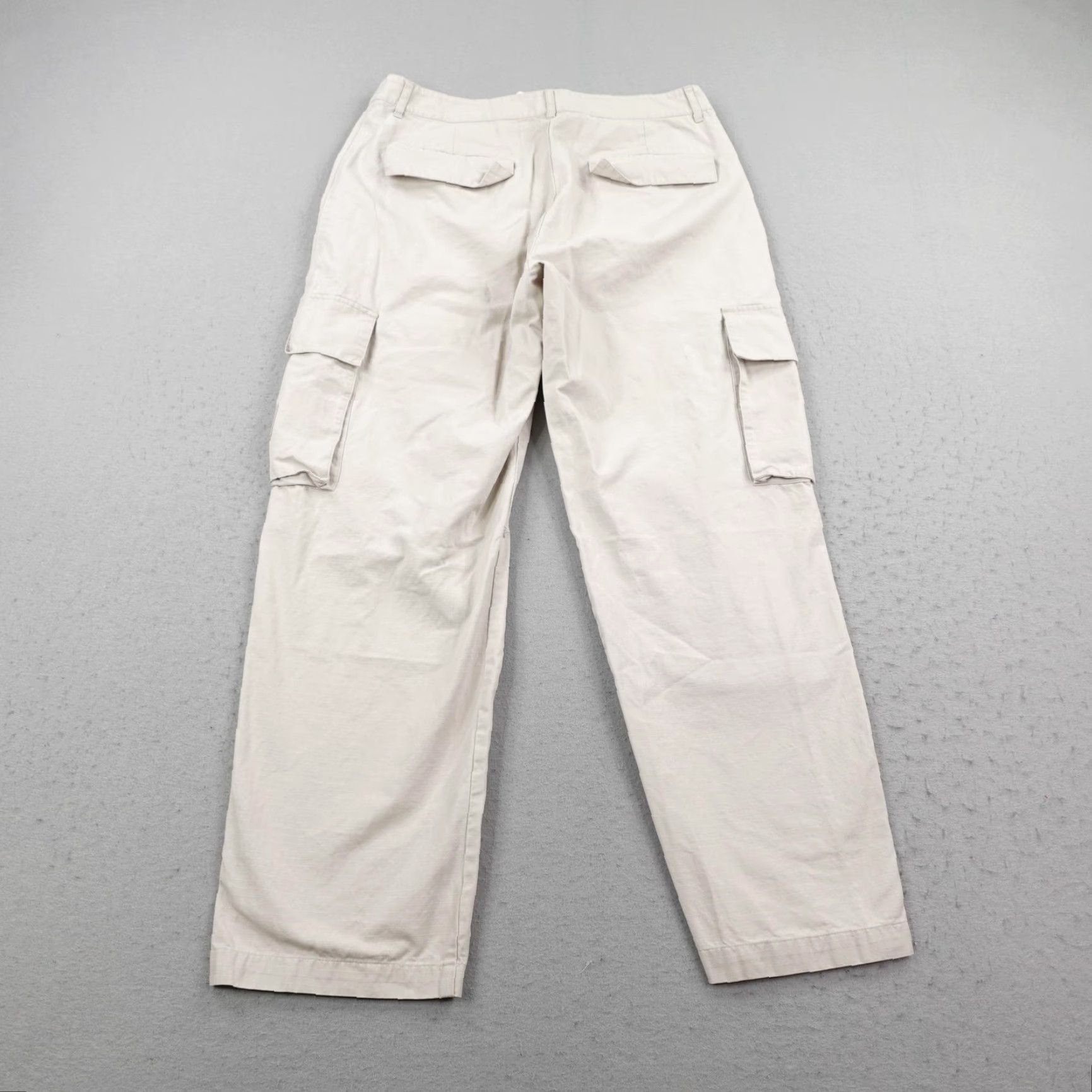Alo Alo Pants Mens 34R Khaki Beige Tan Ripstop Cargo Trouser Baggy Loose Utility Pants Size US 34 / EU 50 - 5 Thumbnail