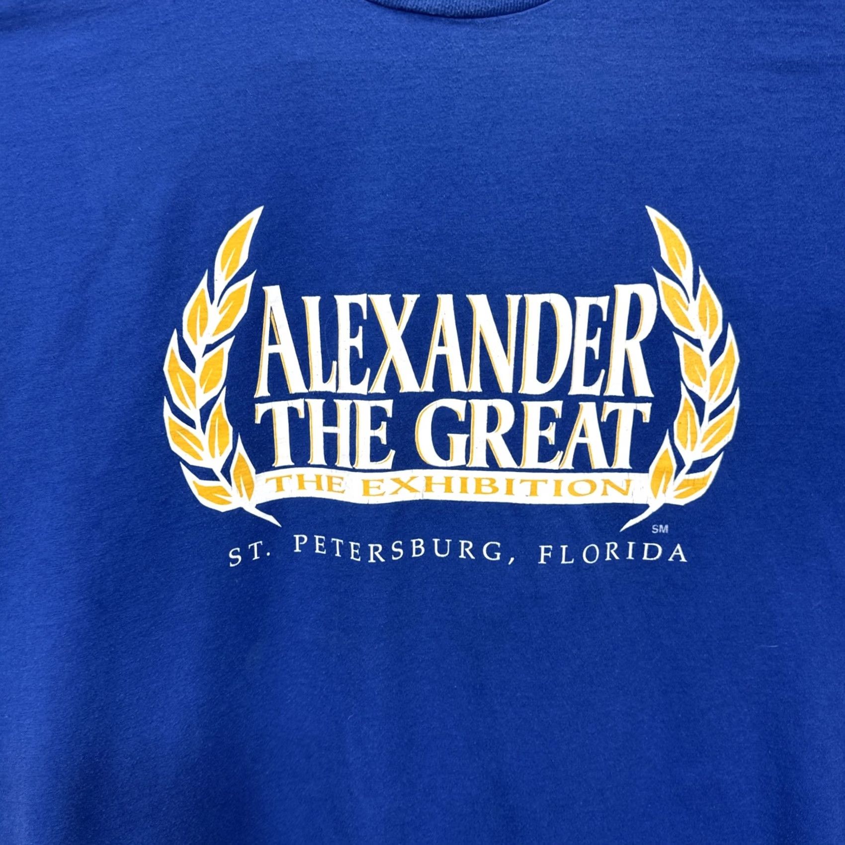 Jerzees VINTAGE 90s Alexander the Great “The Exhibition” T Shirt Blue XL Men Jerzees Graphic Print Crew Neck Short Sleeve Vintage 90s Art City Florida Size US XL / EU 56 / 4 - 2 Thumbnail