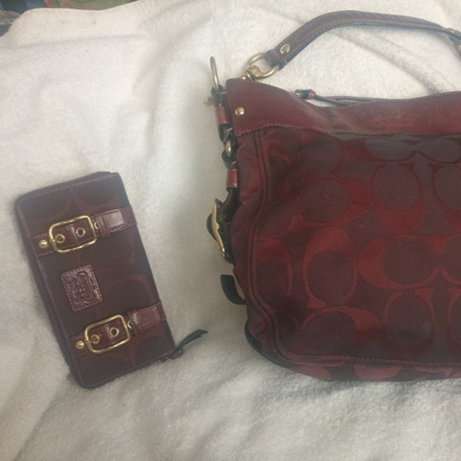 Coach Coach Zoe Hobo Signature Canvas Leather Bag& Matching Wallet Size ONE SIZE - 3 Thumbnail