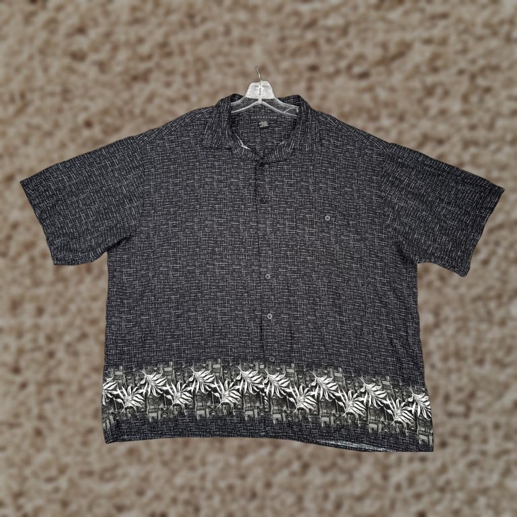 Vintage Manhatten Shirt Men XL Black Floral Leaf Button Hawaiian 100% Rayon Size US XL / EU 56 / 4 - 1 Thumbnail