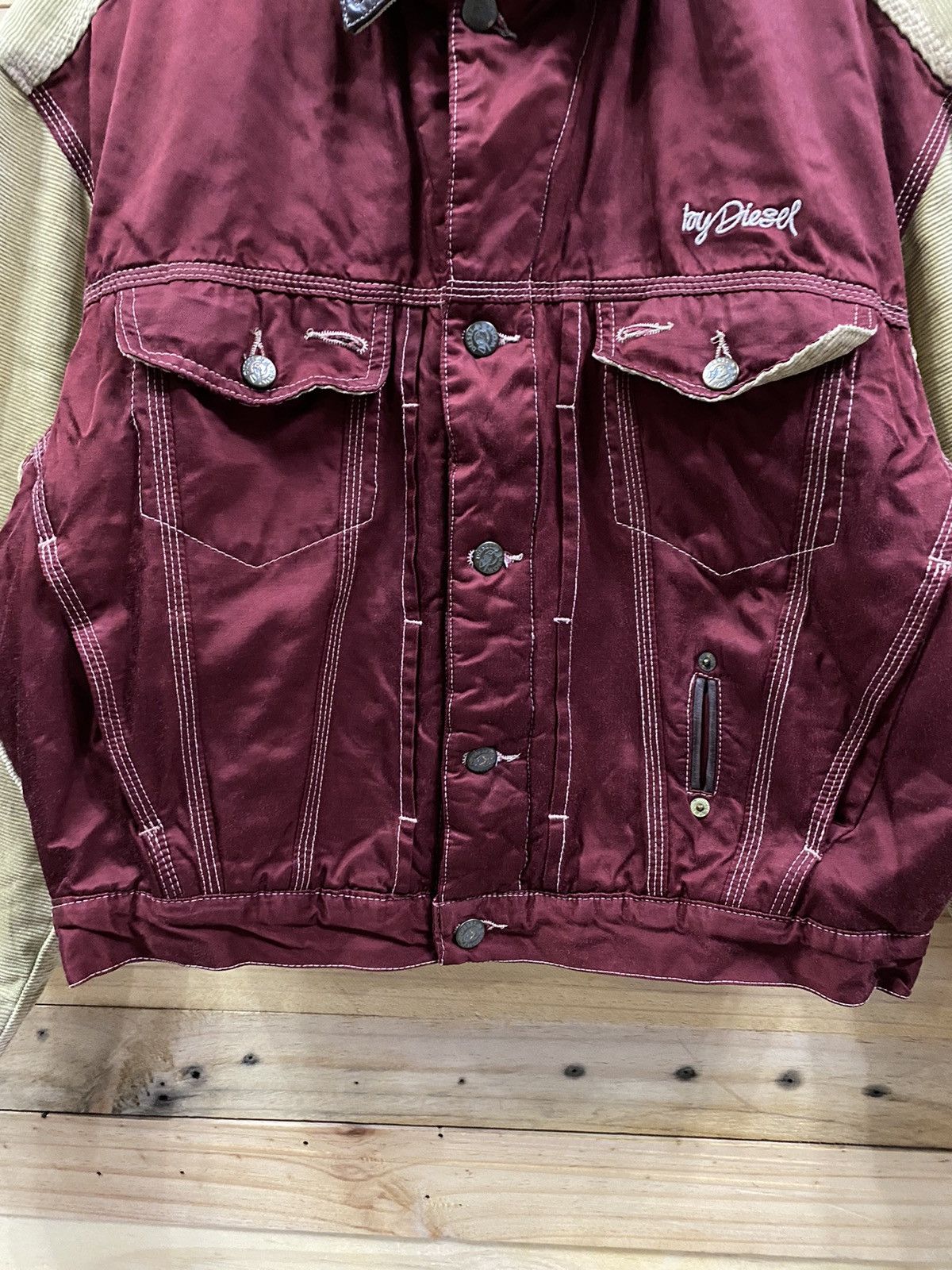 Designer × Diesel × Rockstar Games Vintage DIESEL BOWLING nylon/corduroy trucker jacket Size US M / EU 48-50 / 2 - 4 Thumbnail