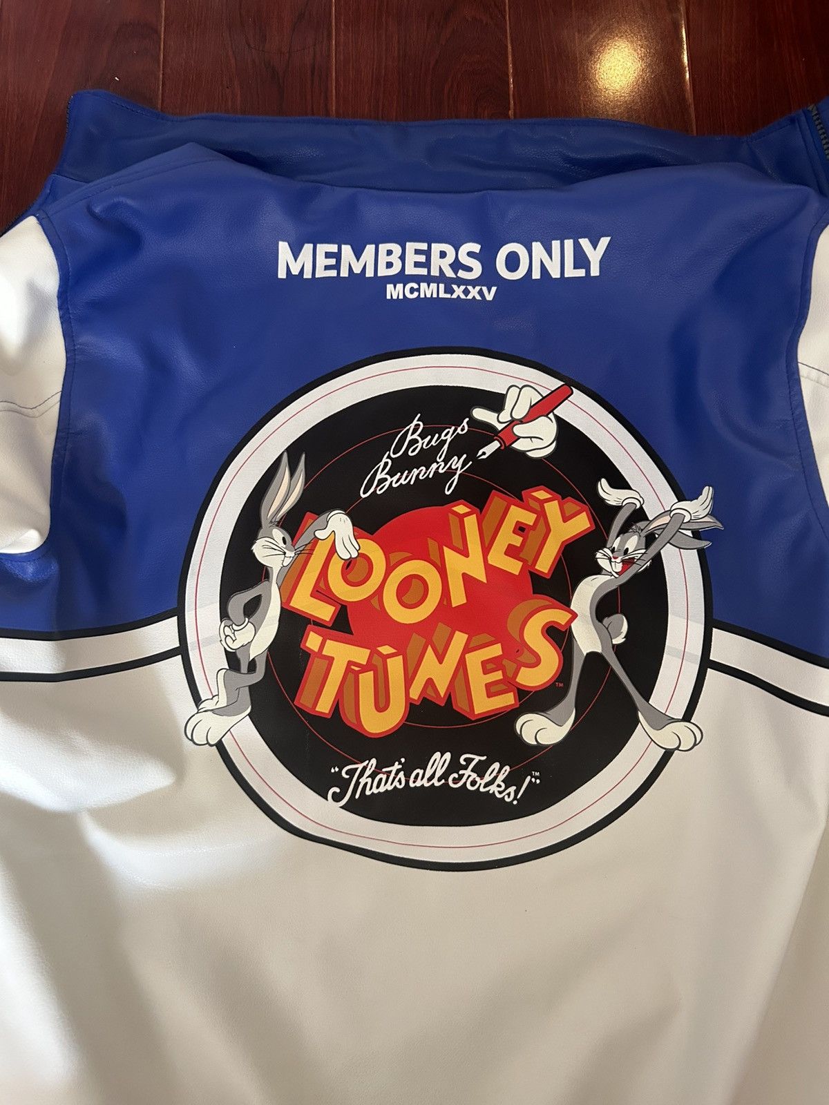 Members Only White and Blue Members Only bugs bunny racing jacket Size US L / EU 52-54 / 3 - 7 Thumbnail