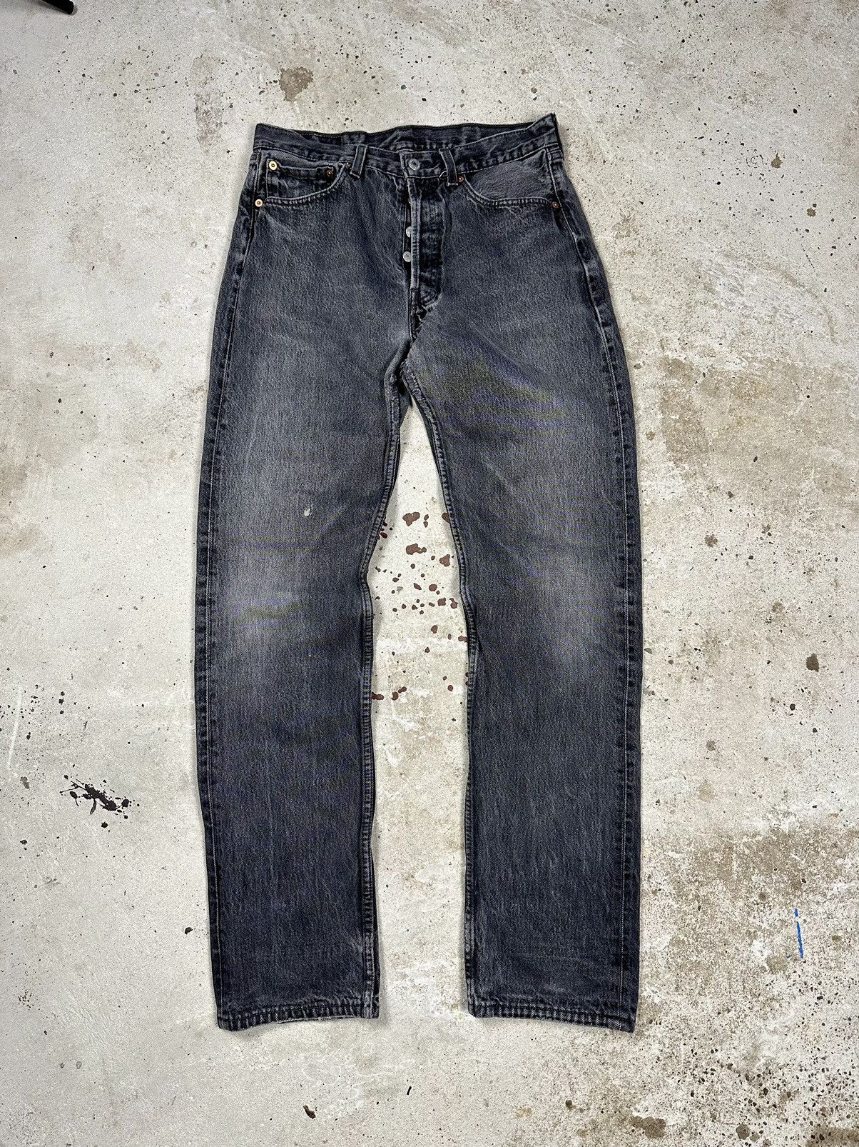 Levi's × Vintage Vintage 90s Levi’s 501 Distressed Washed Grey Denim Pants Size US 30 / EU 46 - 1 Thumbnail