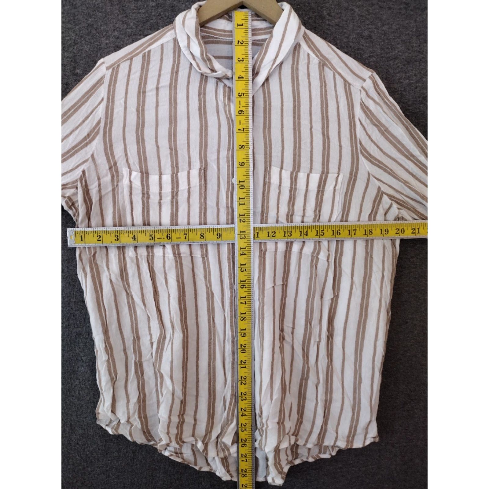 Vintage BP Women's M Blouse Long Sleeve Button-Up Collared Striped Brown White - Casual Shirt Size M / US 6-8 / IT 42-44 - 4 Thumbnail