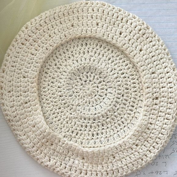 Ganni Ganni Women's Cotton Knitted Beret in Egret Size ONE SIZE - 8 Thumbnail