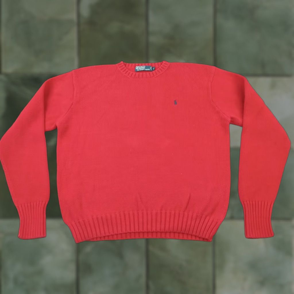 Ralph Lauren Polo Ralph Lauren Sweater Mens Large Red Crew Neck Long Sleeve Pony Cotton Size US L / EU 52-54 / 3 - 1 Thumbnail