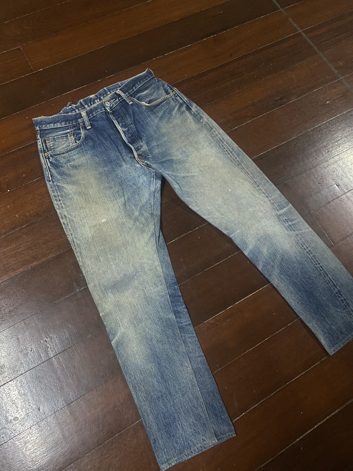 Denime Vintage 90s DENIME Japan Selvedge Distressed patch leather Size US 34 / EU 50 - 7 Thumbnail