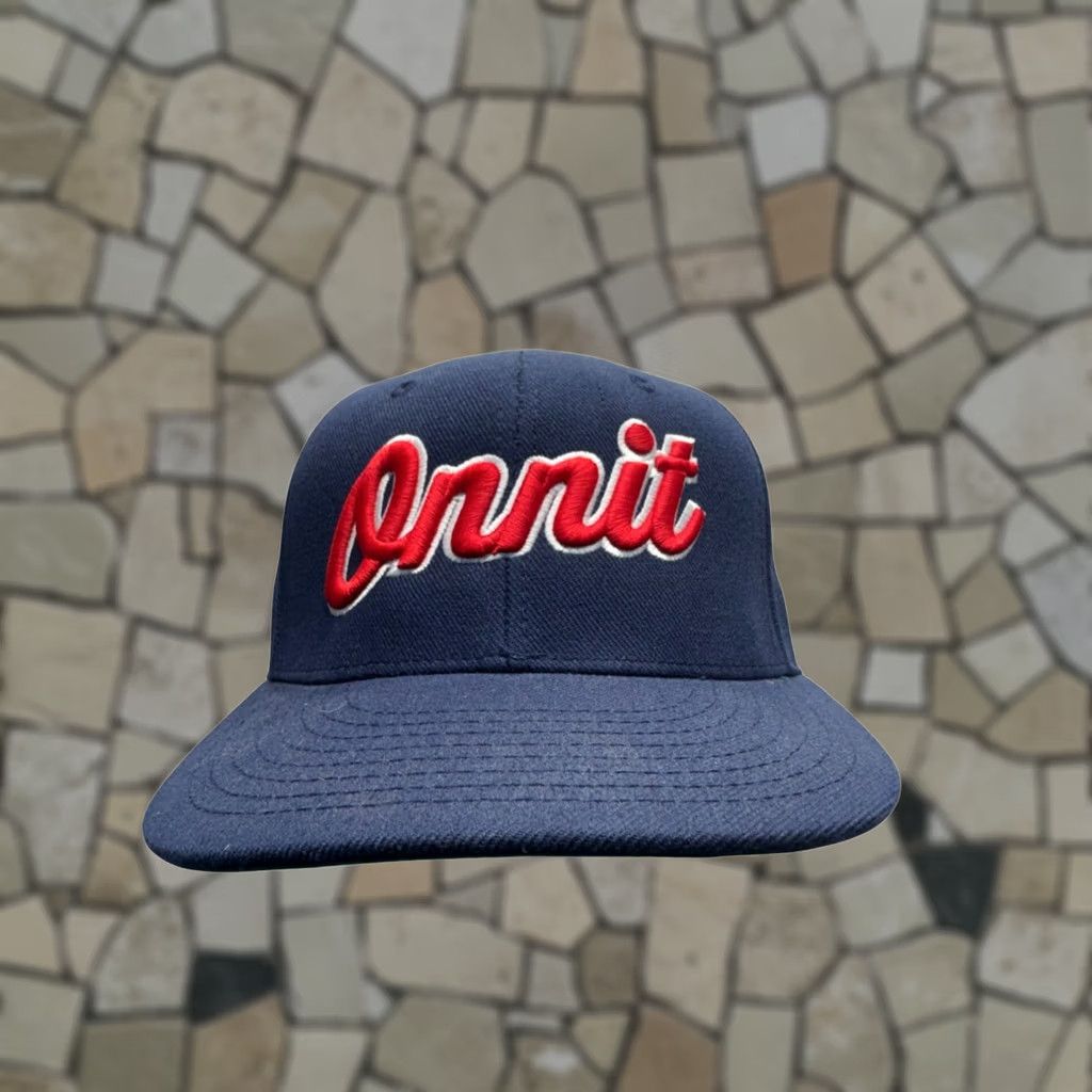 Vintage Onnit Navy Blue Adjustable Snapback Hat With Red Embroidered Logo Size ONE SIZE - 1 Thumbnail