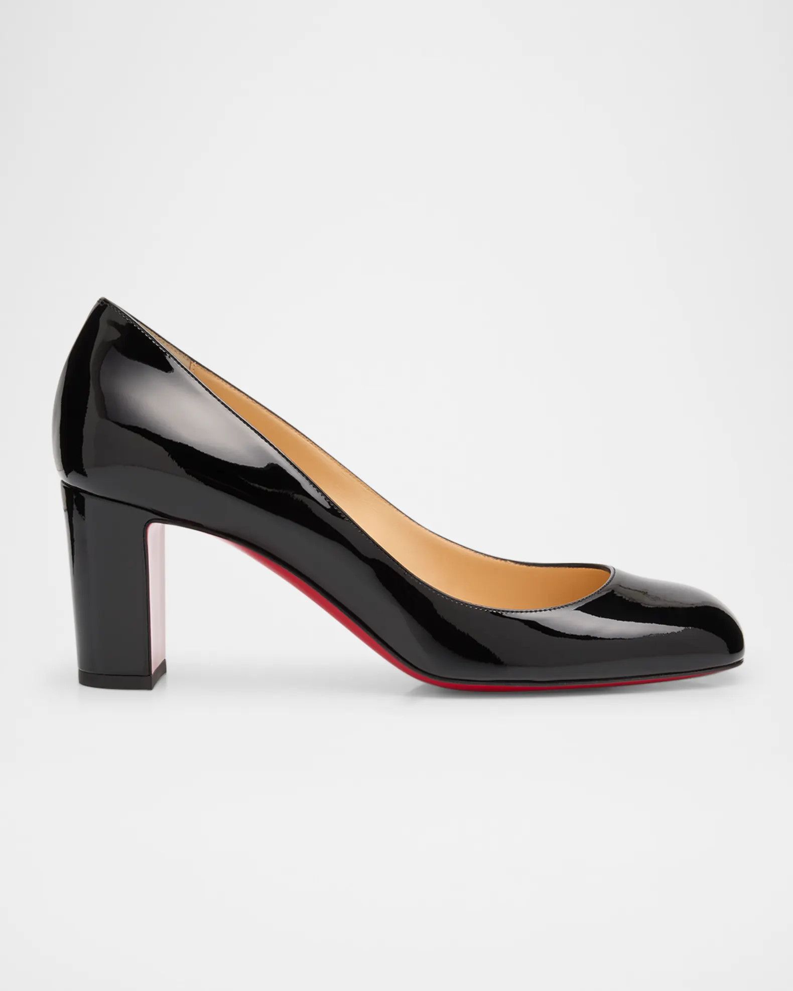 Christian Louboutin Cadrilla 70 Black Patent Leather Block Heel Classic Pump 35 Size US 5 / IT 35 - 1 Thumbnail