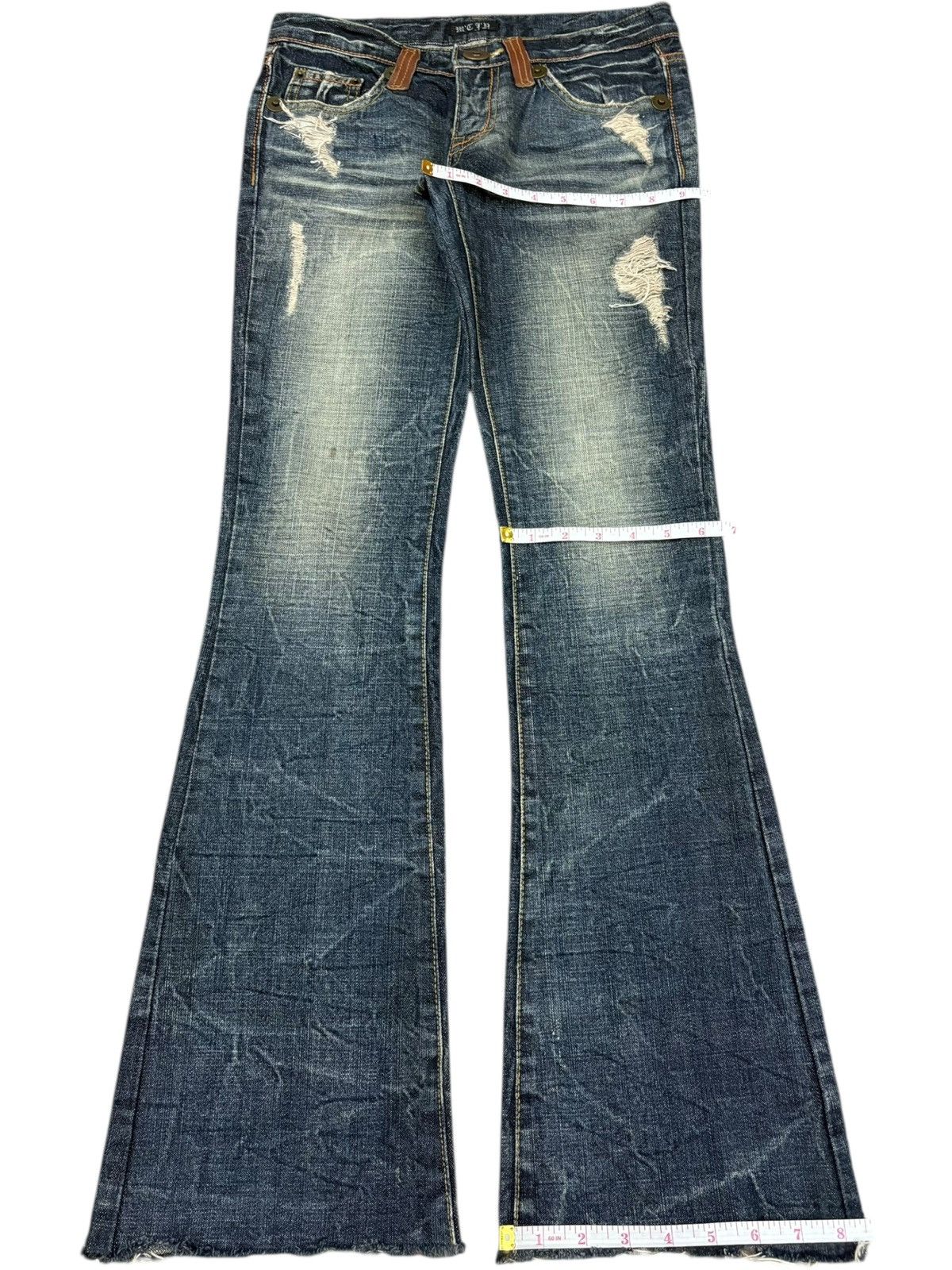 Hysteric Glamour Vintage Japanese Brand Rusty Distress Low Rise Flare Jeans Size 29" - 7 Thumbnail