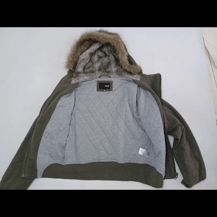 Hurley Hurley Hooded Faux Fur Trim Cargo Bomber Jacket Size M / US 6-8 / IT 42-44 - 6 Thumbnail