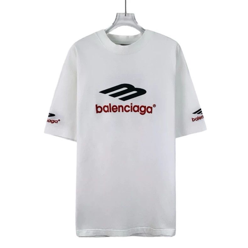 Balenciaga Balenciaga White logo monogram embroidered cotton crewneck Size US XXS / EU 40 - 1 Thumbnail