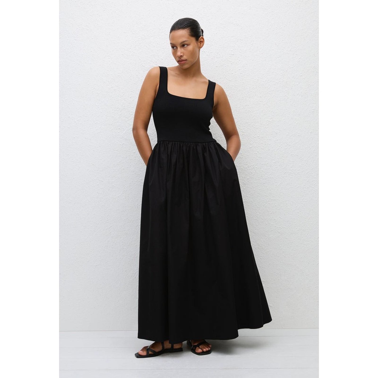 Matteau MATTEAU Knit And Cotton Maxi Black Classic Dress $620 10 Size L / US 10 / IT 46 - 6 Thumbnail