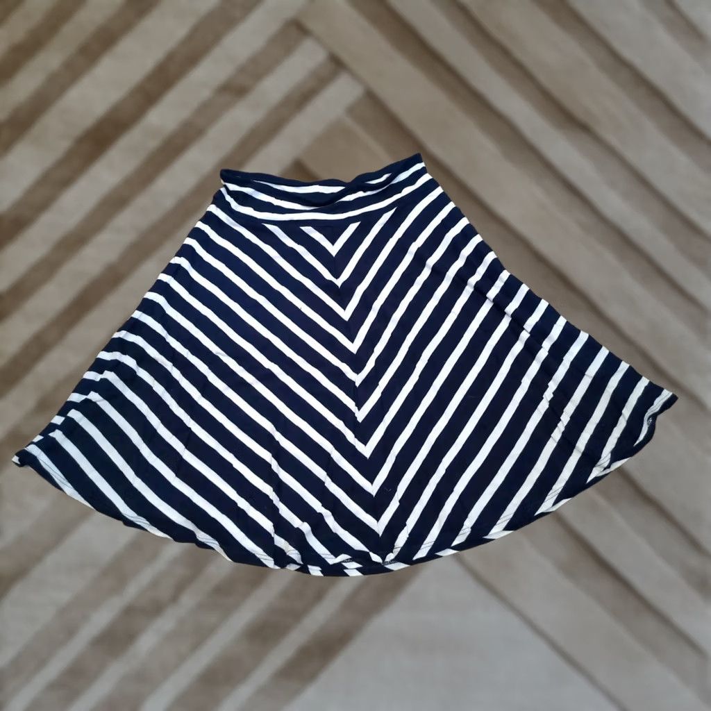 Ralph Lauren VINTAGE? No — Lauren Ralph Lauren Skirt Womens XS Blue White Striped A-Line Knee Length Stretch Casual Size 26" / US 2 / IT 38 - 1 Thumbnail