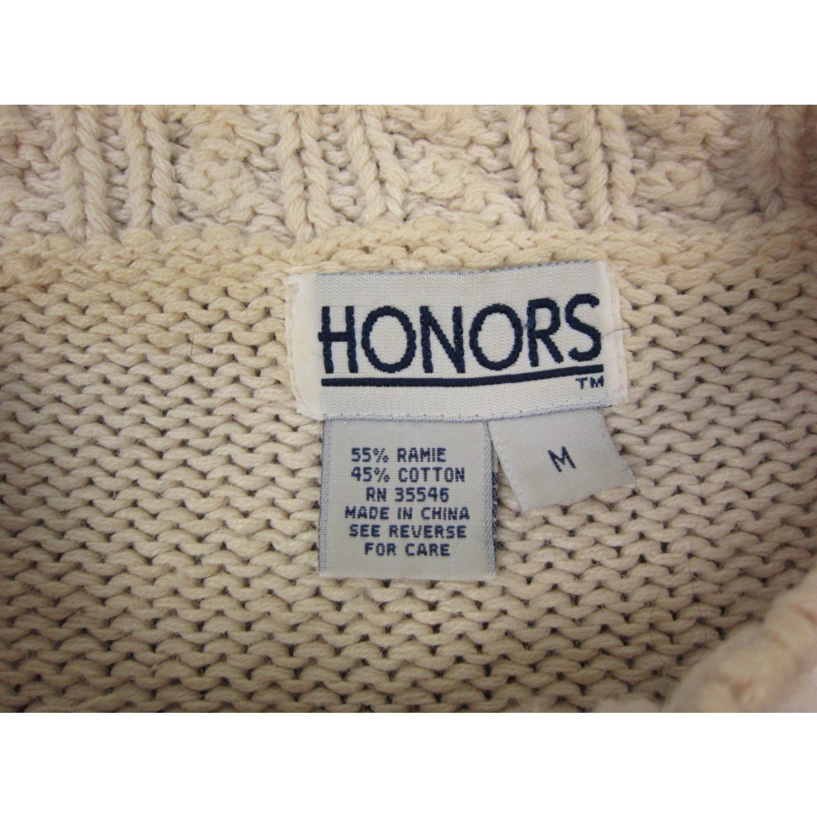 Vintage VINTAGE Honors Sweater Womens M Ivory Floral Knit Pullover 90s Style Long Sleeve High Neck Knitted Flowers Baroque Size M / US 6-8 / IT 42-44 - 4 Thumbnail
