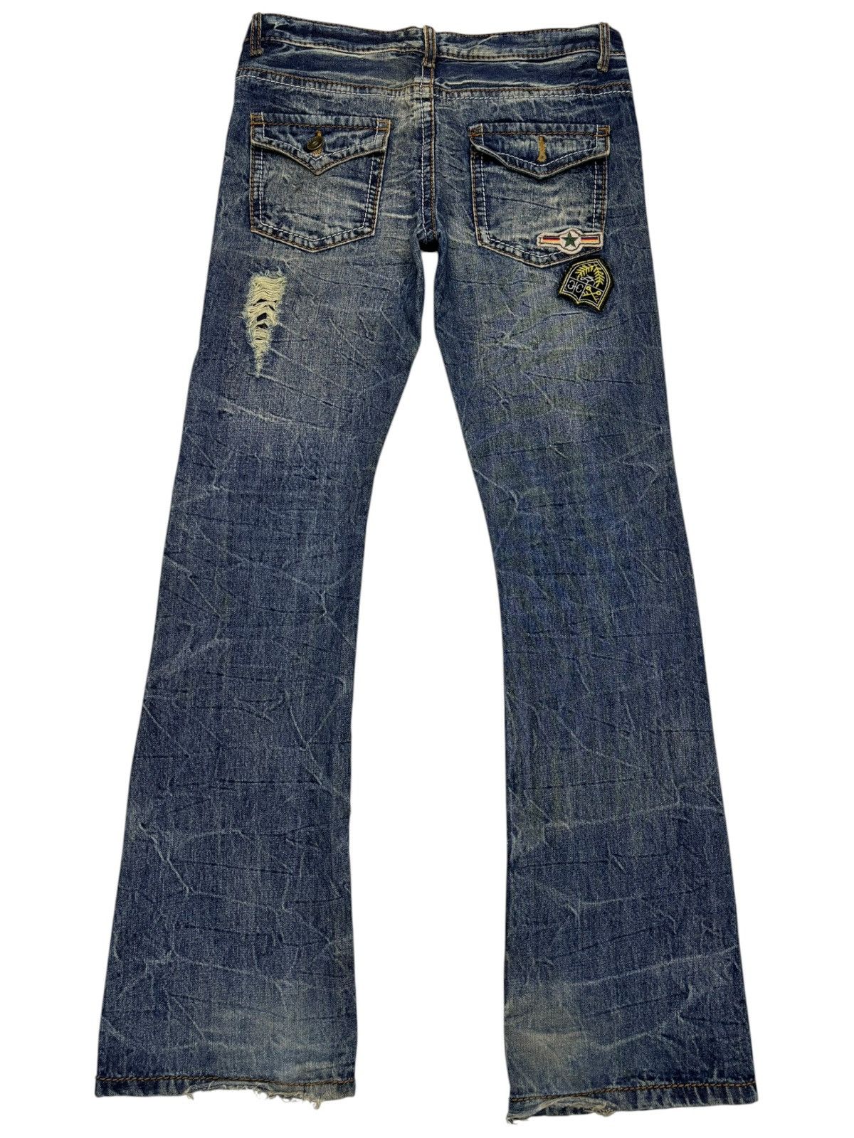 Kapital FLARE JEANS AGATE LABEL PATCHES PUNK DISTRESSED DENIM Size US 30 / EU 46 - 8 Thumbnail