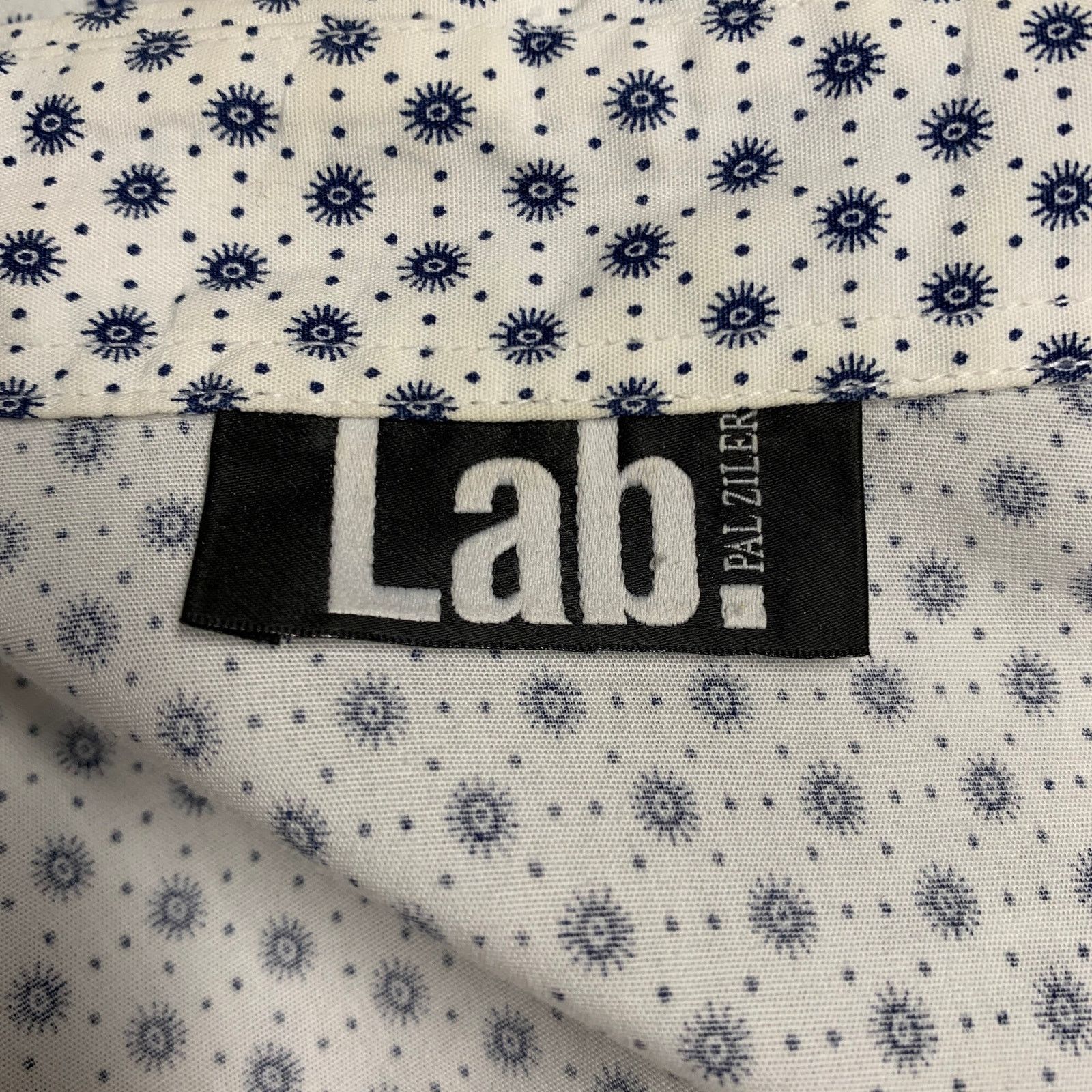 Pal Zileri LAB PAL ZILERI White Blue Dots Cotton Long Sleeve Shirt Size US L / EU 52-54 / 3 - 5 Thumbnail