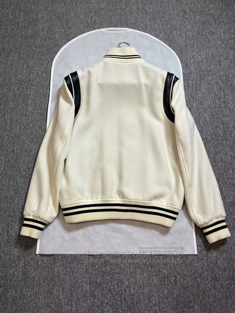 Saint Laurent Paris Saint Laurent Paris Ivory White Wool Baseball Jacket Size US L / EU 52-54 / 3 - 2 Thumbnail
