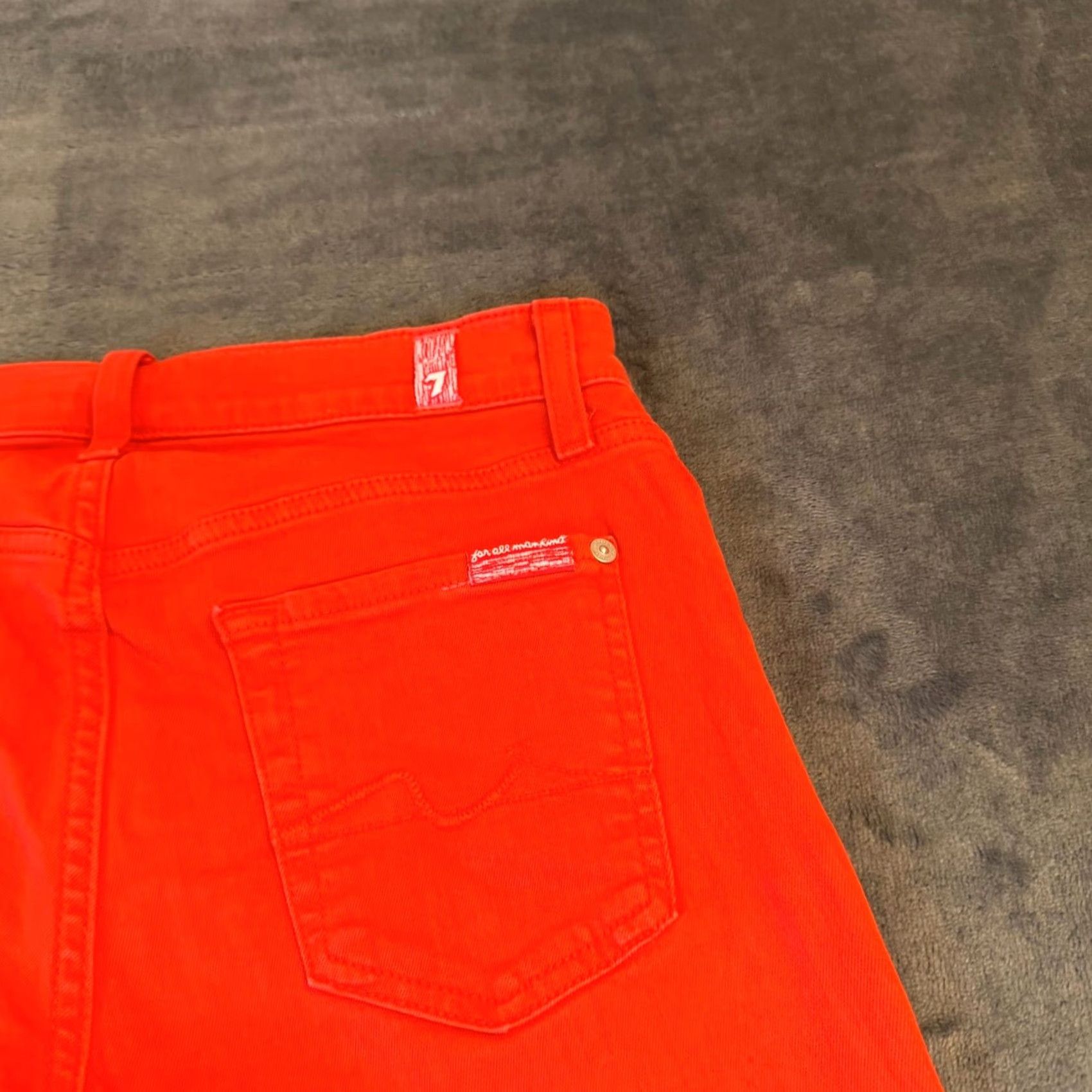 7 For All Mankind 7 For All Mankind Jeans Ankle Guinevere Skinny Red 26 Womens 27 Inseam Crop Raw Hem Stretch Pocket Cotton Spandex Denim Size 26" / US 2 / IT 38 - 3 Thumbnail