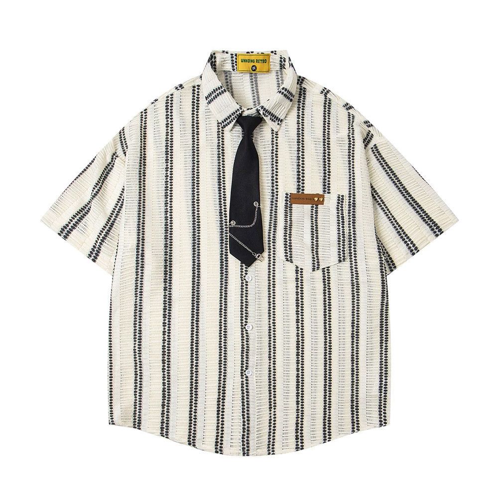 Vintage Men's loose knit lapel striped shirt Size US M / EU 48-50 / 2 - 1 Thumbnail