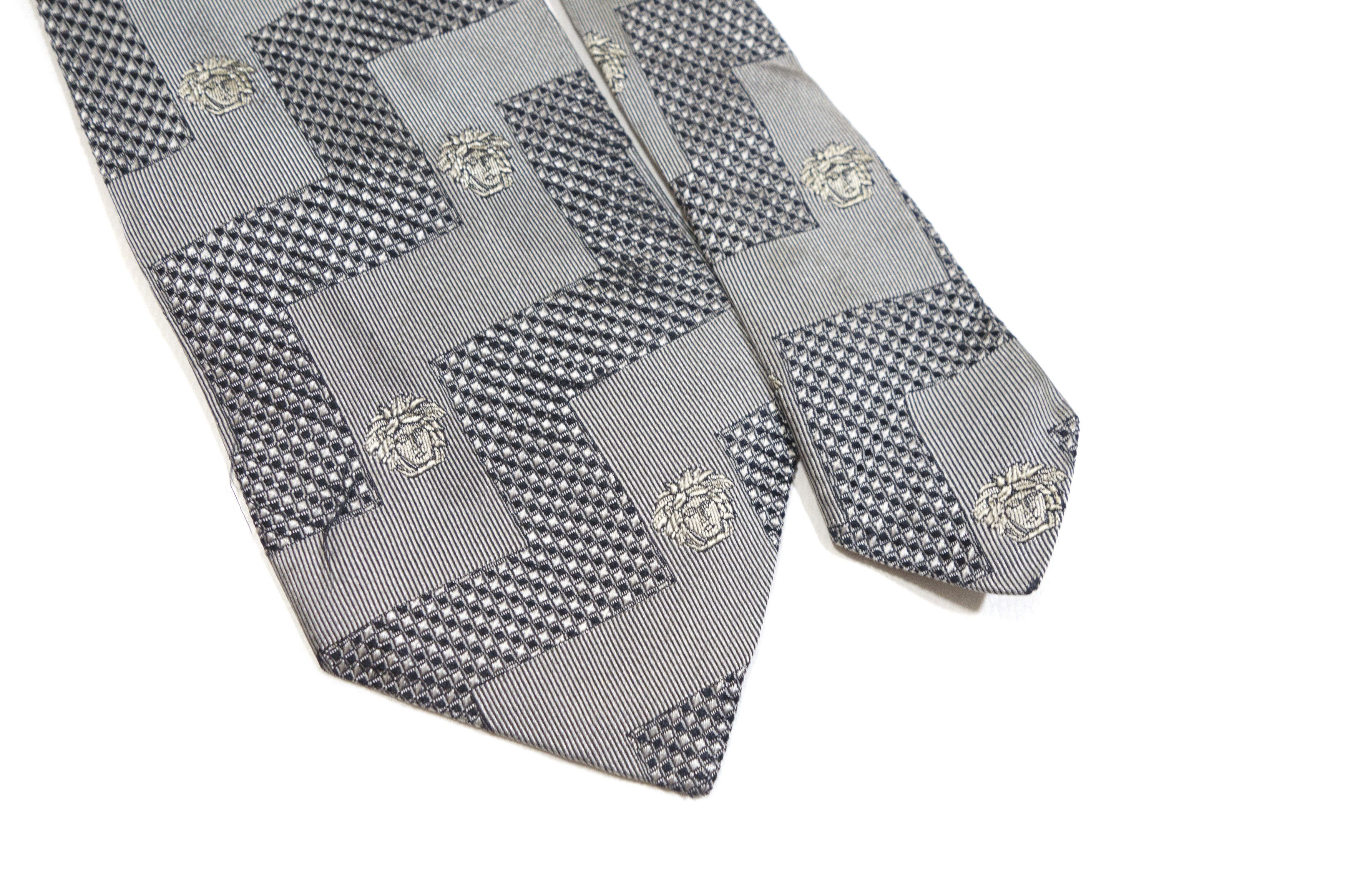 Versace 90S Medusa Monogram Silk Tie Vintage Size ONE SIZE - 4 Thumbnail