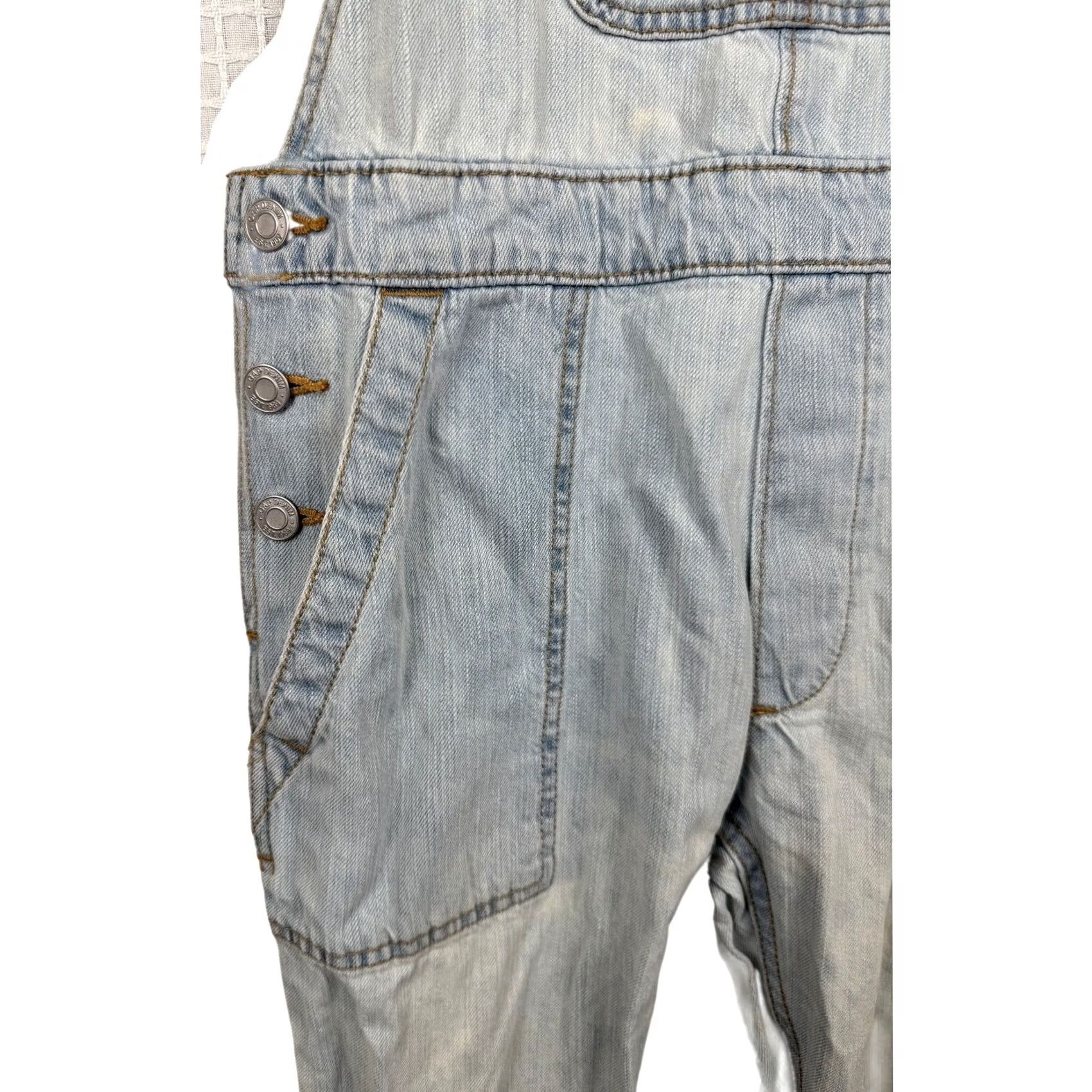 Gap GAP Denim Overalls One-Piece 100% Cotton Light Wash XS Womens Regular Blue Pockets Size 26" / US 2 / IT 38 - 3 Thumbnail