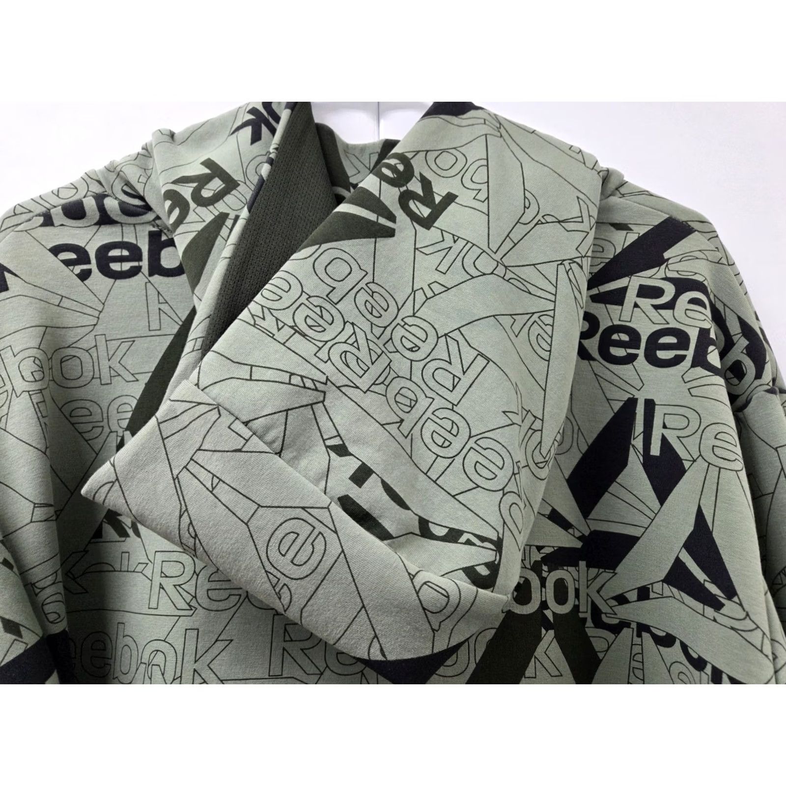 Reebok Reebok Mens Hoodie Long Sleeve Green/Black Pullover Kangaroo Pocket Logo Graphic Print Size L Size US L / EU 52-54 / 3 - 7 Thumbnail