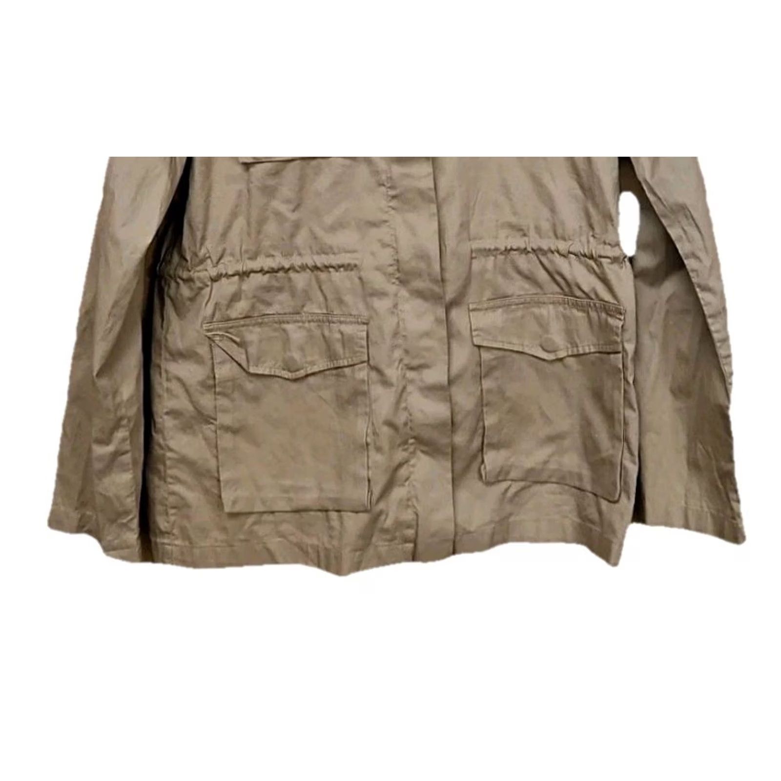 Vintage Iris Jacket Utility Military Cargo Cotton Snap Zip Khaki Small Womens Tan Safari Size S / US 4 / IT 40 - 3 Thumbnail