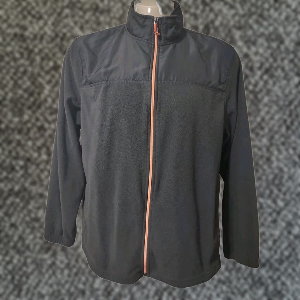 Starter Jacket Mens 1XL Gray Fleece Full Zip Mock Neck Pockets, Men's
