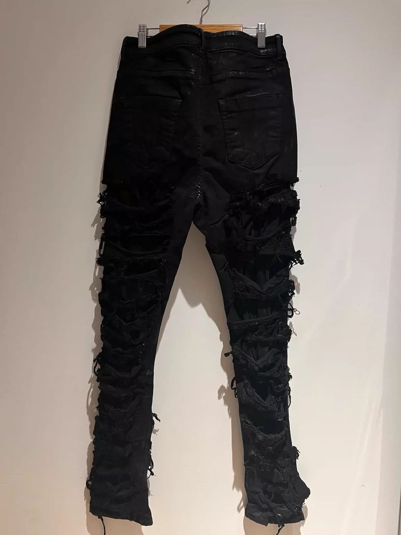 Rick Owens Rick Owens Black Destruction Wax Coated Jeans Size US 31 - 5 Thumbnail