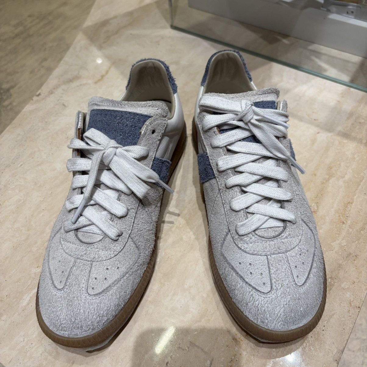 Maison Margiela NWT Distressed Replica Women’s Sneaker - Blue/White - 37.5 Size US 7.5 / IT 37.5 - 4 Thumbnail