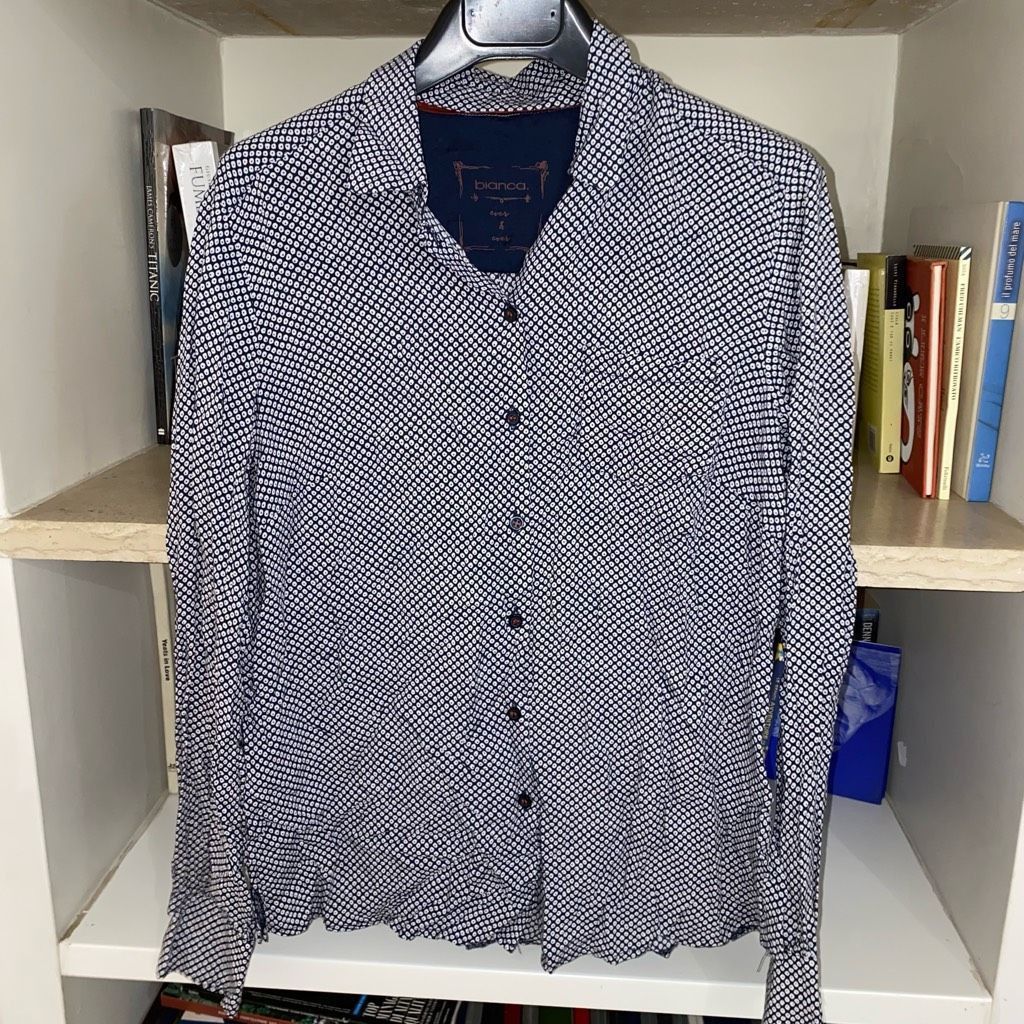 BIANCA CHANDON Bianca Ever & Ever Navy Button Up Blouse, Viscose Shirt, Sz Size M / US 6-8 / IT 42-44 - 1 Thumbnail