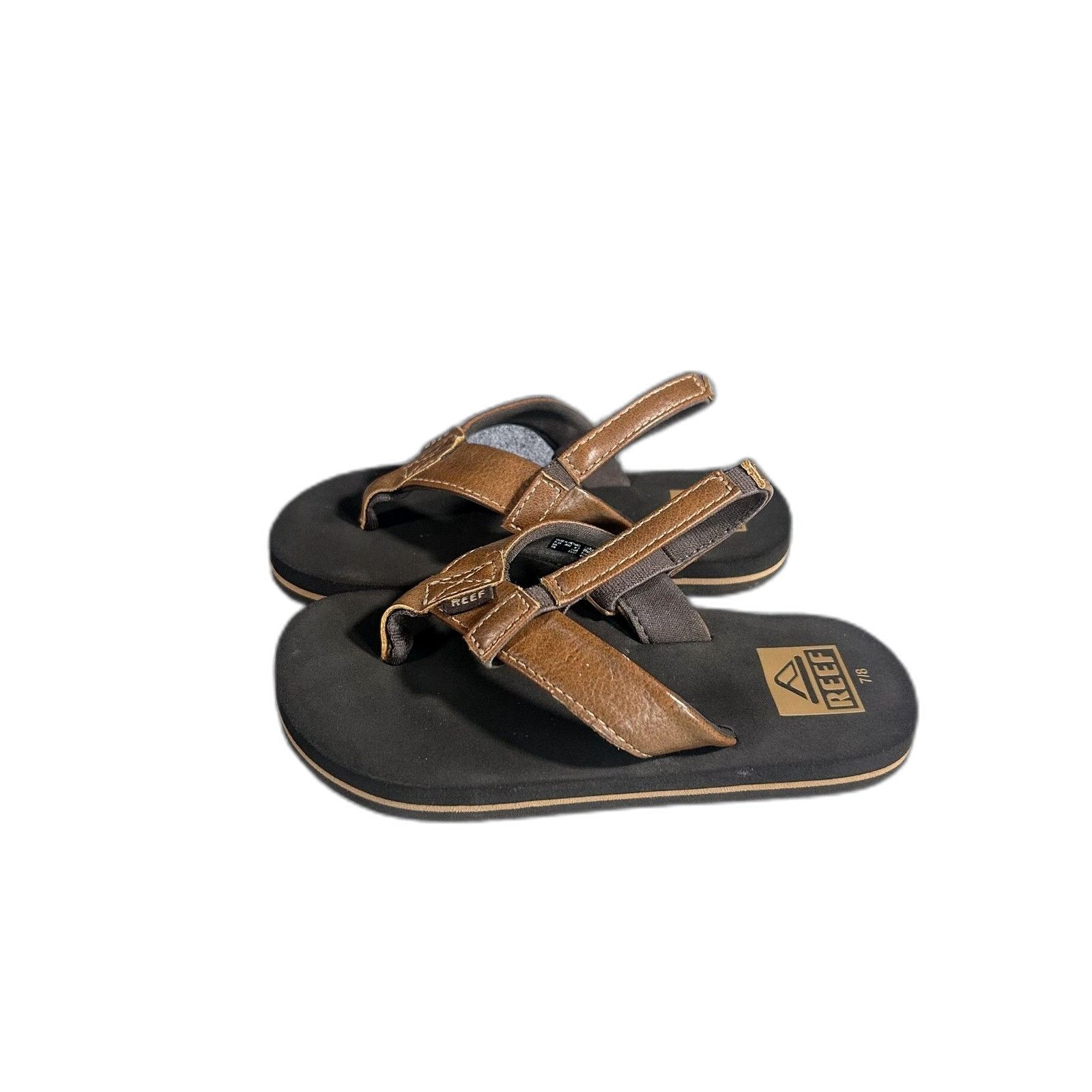 Vintage Reef Boys Grom Little Twinpin Sandlals Brown Flip Flop Sling Size US XXS / EU 40 - 4 Thumbnail
