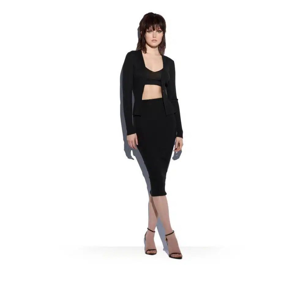 Tom Ford o1loc1c1224 GCK097 Cashmere Rib Pencil Skirt in Black Size 26" / US 2 / IT 38 - 2 Thumbnail