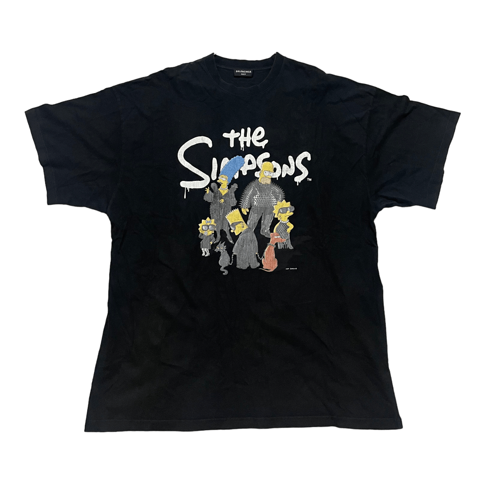 image of Balenciaga The Simpsons Black Tee, Men's (Size XL)