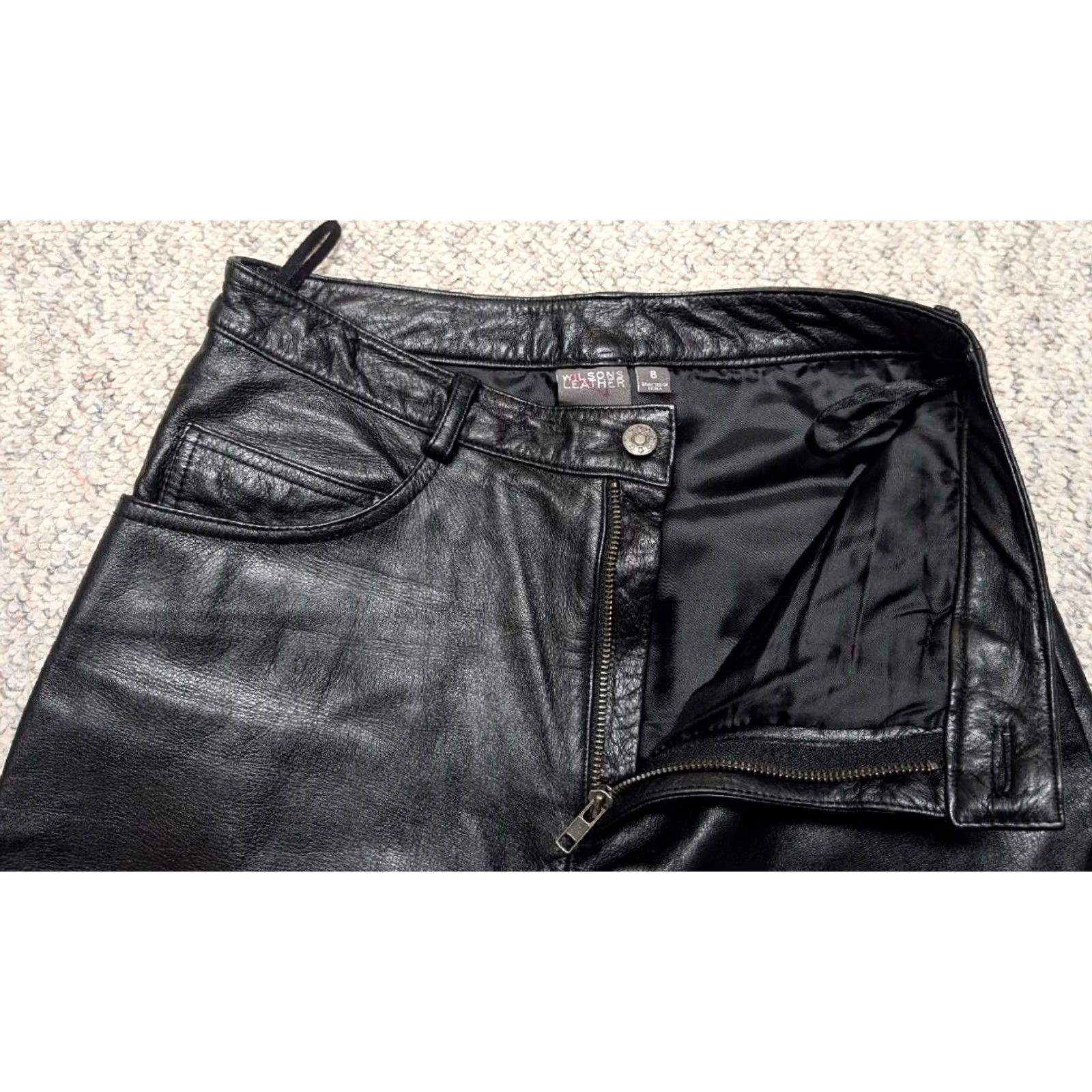 Vintage Y2K vintage WILSONS Leather Pants 8 Black Jeans 30x30 Motorcycle 1990s Women XS-Adult? Size 30" / US 8 / IT 44 - 4 Thumbnail