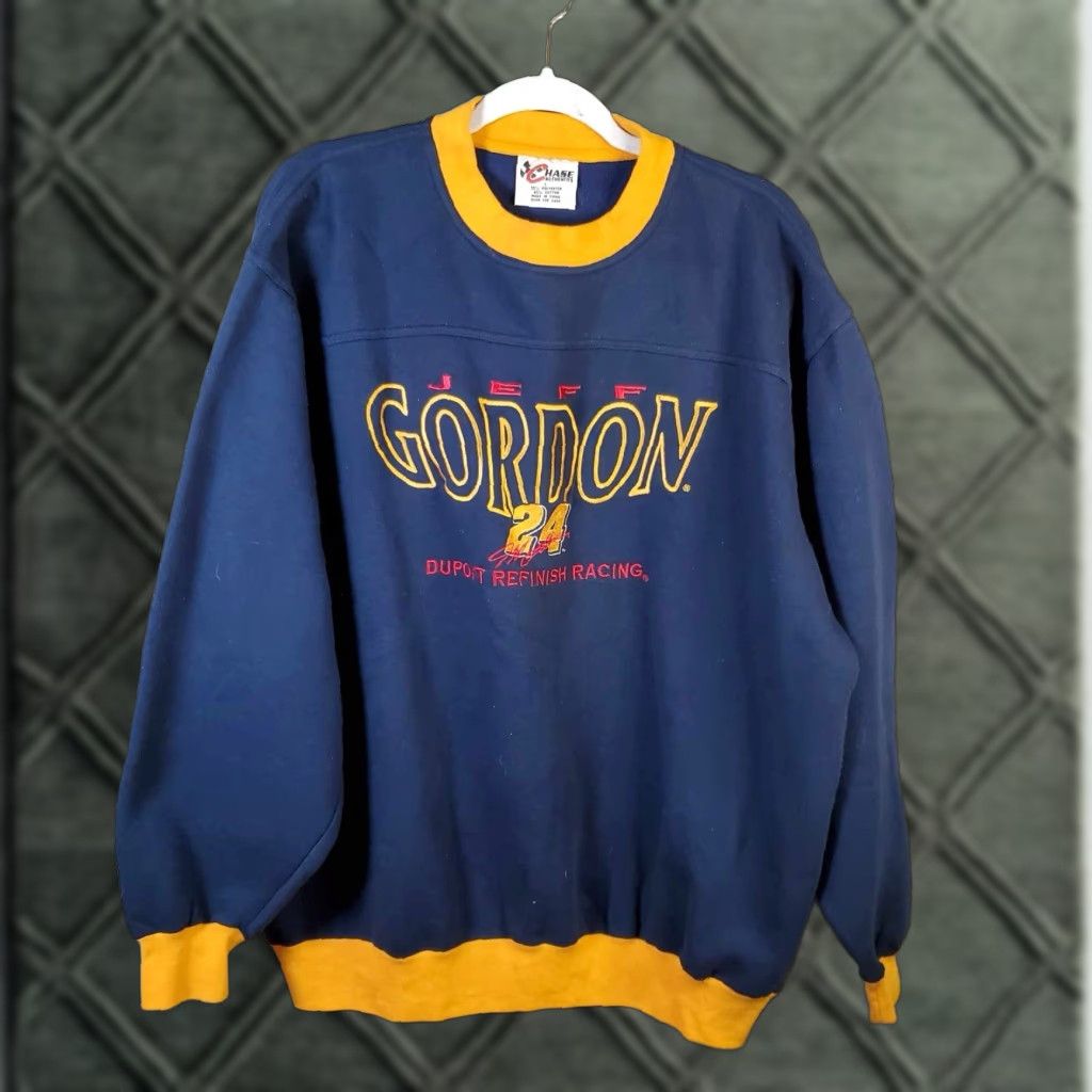 Chase Authentics VINTAGE NASCAR Crewneck Sweater Shirt Mens L Blue 90s Jeff Gordon Chase Authentics Pullover Size US L / EU 52-54 / 3 - 1 Thumbnail