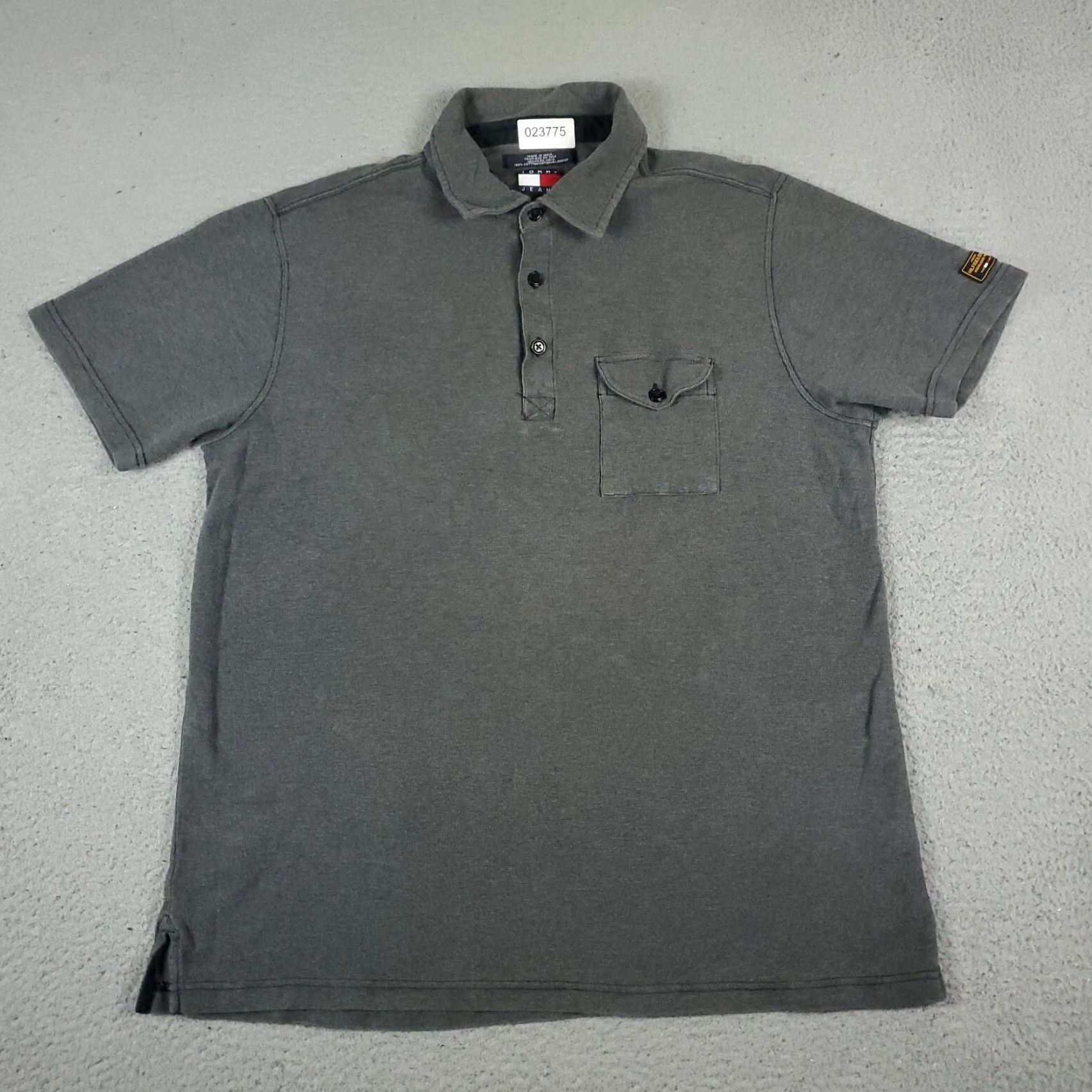 Tommy Hilfiger VINTAGE Tommy Hilfiger Polo Shirt Mens Large Gray Short Sleeve 100% Cotton Logo Polo Shirt L Gray Men's Polo Shirt Size US L / EU 52-54 / 3 - 2 Thumbnail