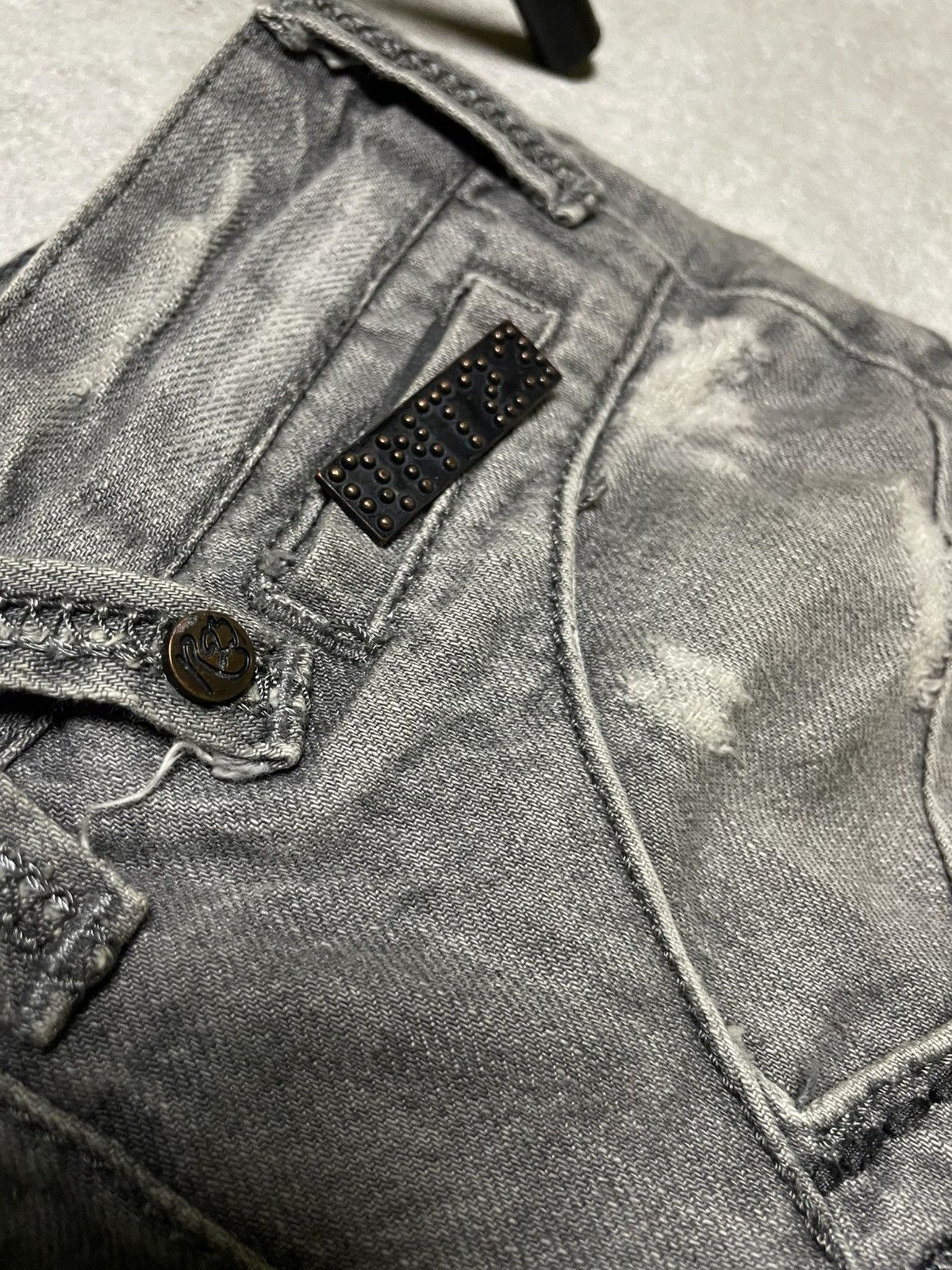 If Six Was Nine RNT23 Skull Destroyed glam denim w/ twisted seams & raw edge Size US 36 / EU 52 - 11 Thumbnail